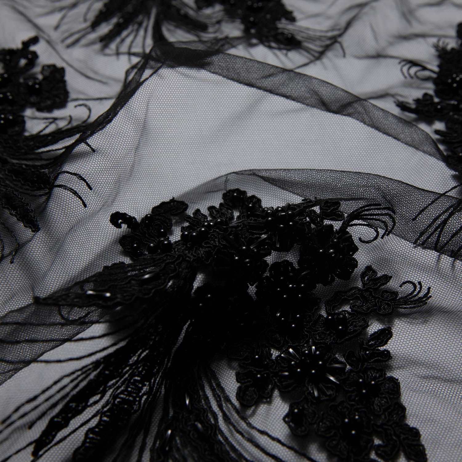 Tulle Lace Fabric Embroidered with Cord and Intricate Pattern 52" Wide | Exquisite Fabric
