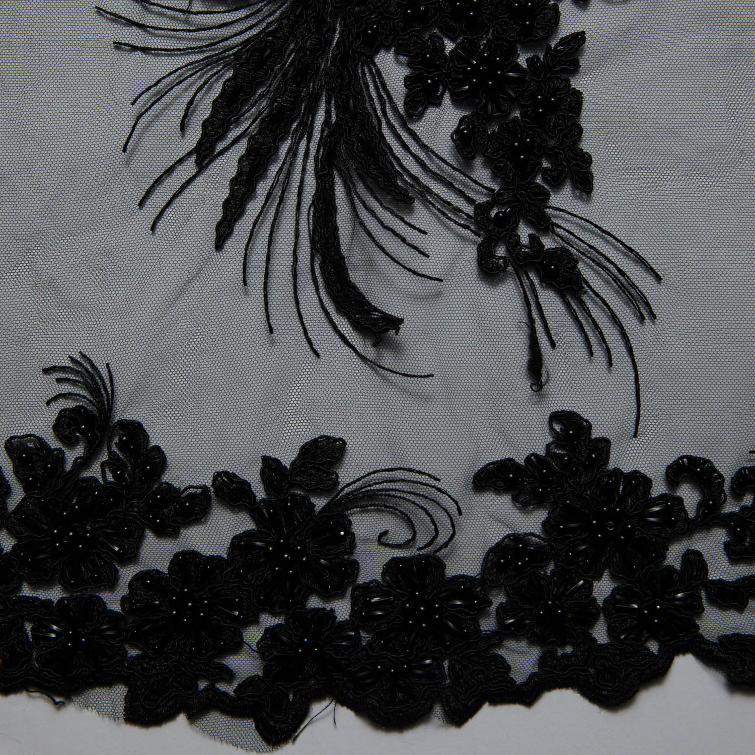 Tulle Lace Fabric Embroidered with Cord and Intricate Pattern 52" Wide | Exquisite Fabric