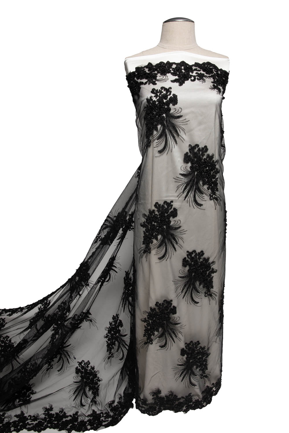 Tulle Lace Fabric Embroidered with Cord and Intricate Pattern 52" Wide | Exquisite Fabric