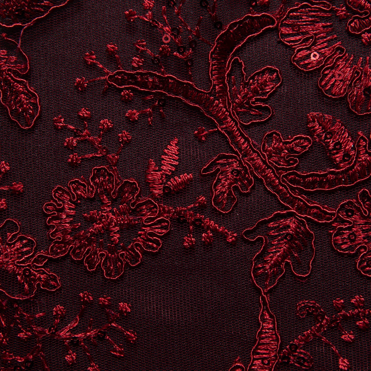 Tulle Lace Fabric Embroidered with Cord, Sequins and Floral Design 52" Wide | Exquisite Fabric