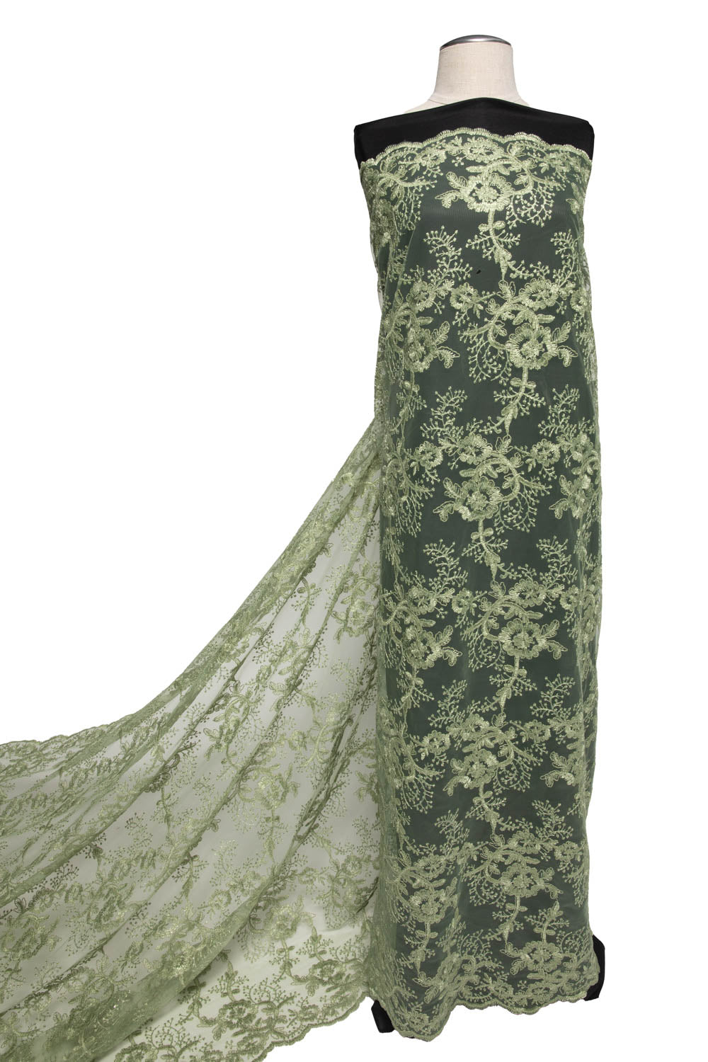 Tulle Lace Fabric Embroidered with Cord, Sequins and Floral Design 52" Wide | Exquisite Fabric