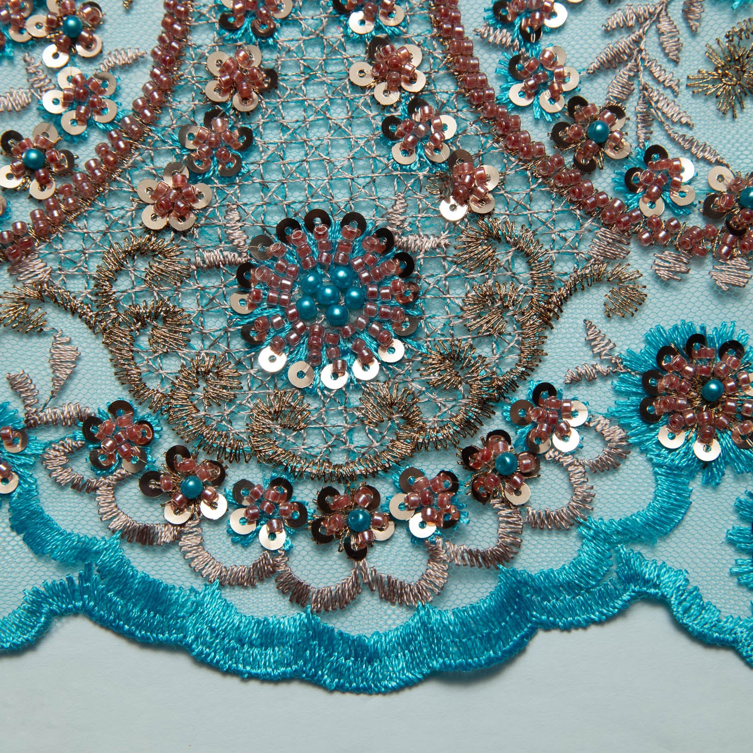 Tulle Lace Fabric Embroidered with Sequins and Sophisticated Pattern 52" Wide | Exquisite Fabric