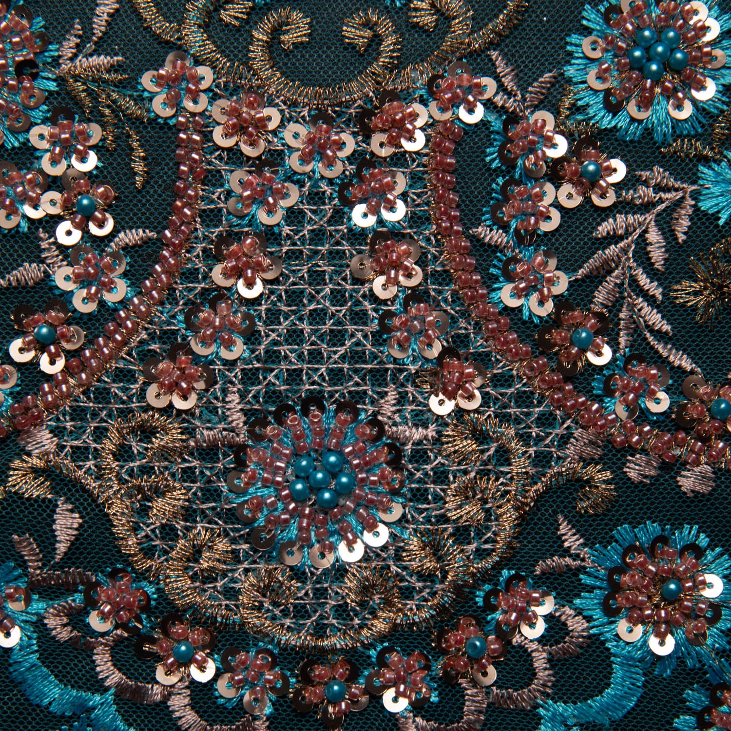 Tulle Lace Fabric Embroidered with Sequins and Sophisticated Pattern 52" Wide | Exquisite Fabric