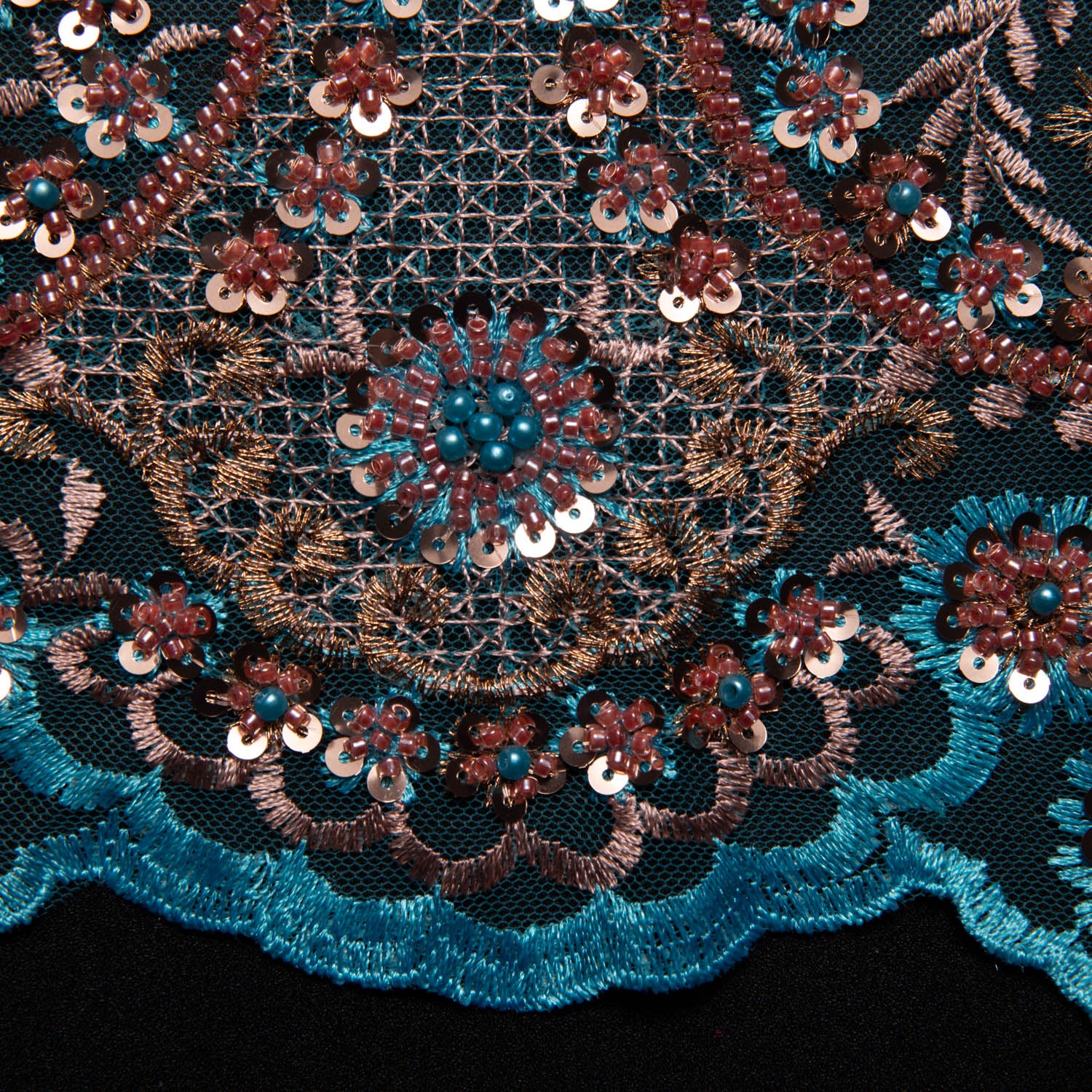 Tulle Lace Fabric Embroidered with Sequins and Sophisticated Pattern 52" Wide | Exquisite Fabric
