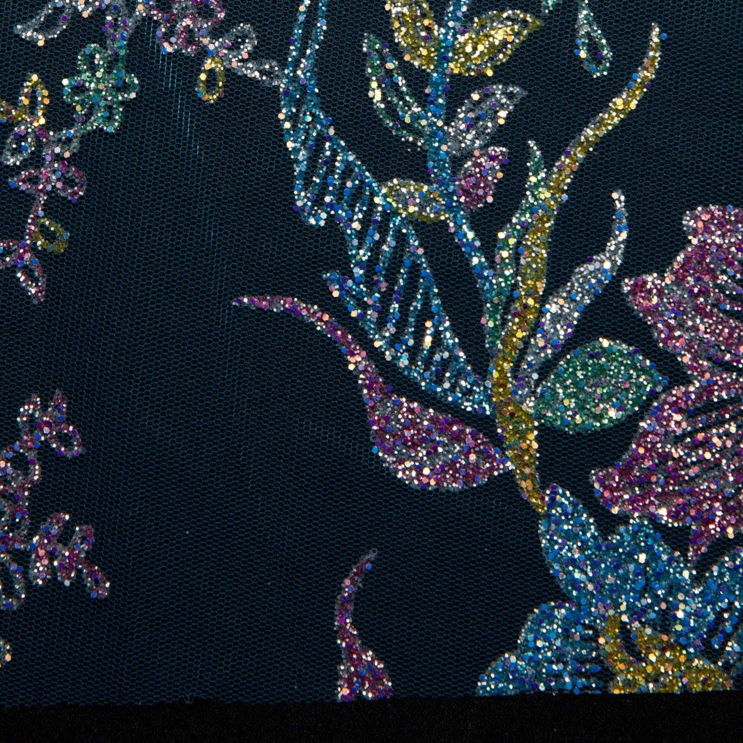 Tulle Lace Fabric with Multicolor Glitter and Floral Pattern 58" Wide | Exquisite Fabric