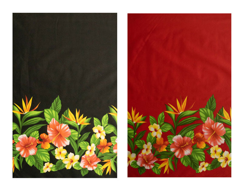 Hibiscus Birds of Paradise Plumeria Fabric  | Poly-Cotton