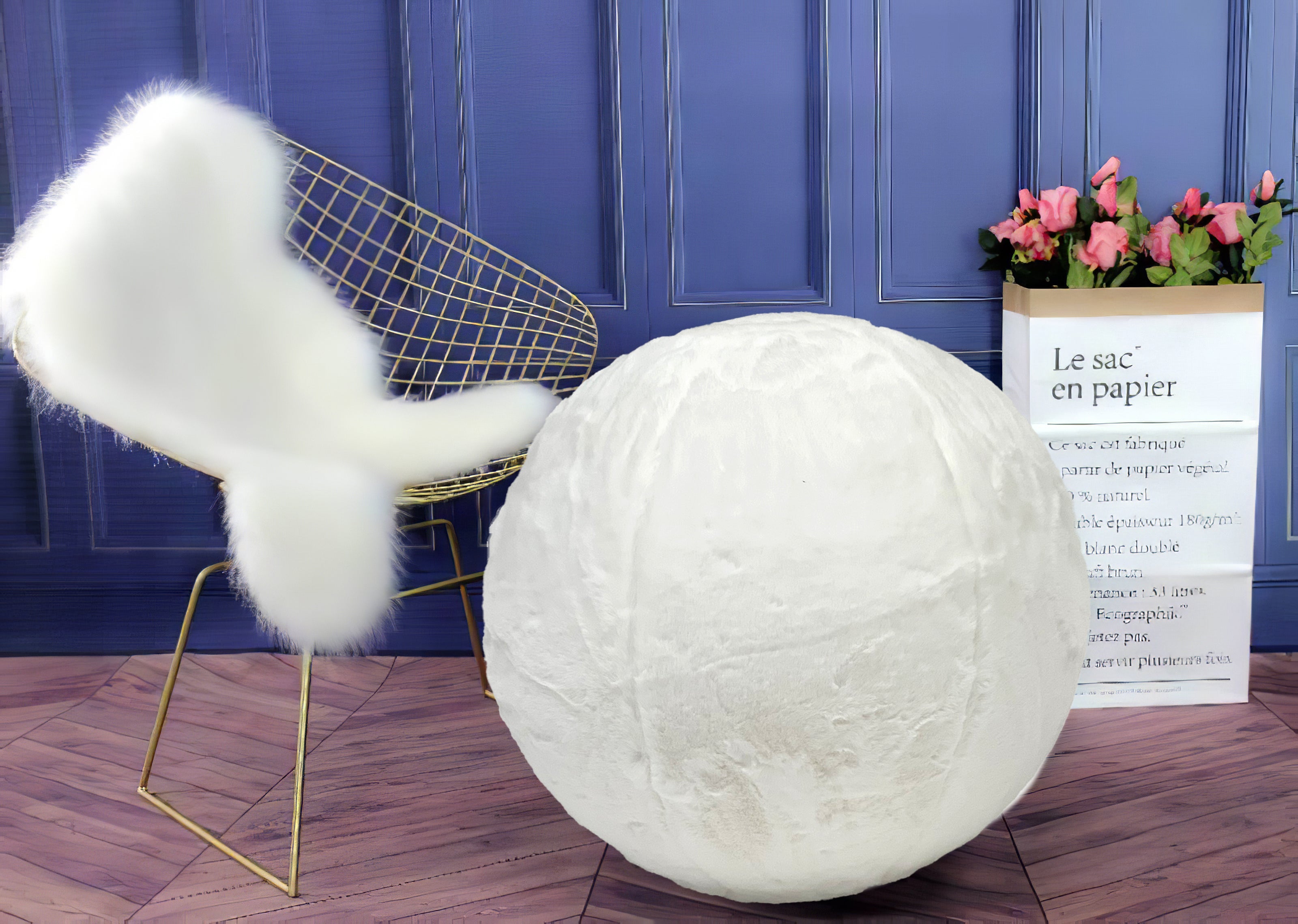 Style & Strength Ball – Chinchilla Faux Fur Seat for Home, Office & Exercise.