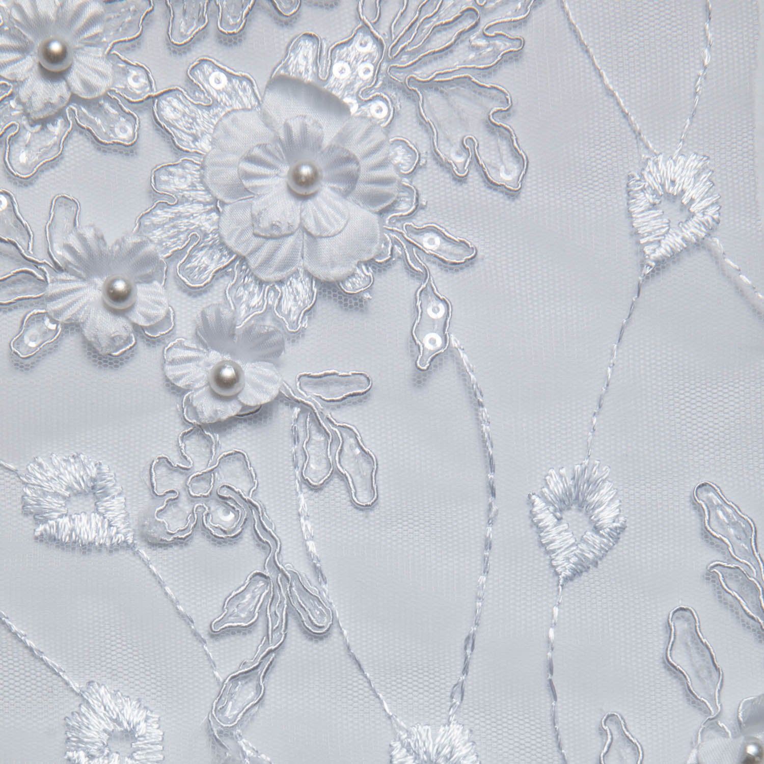 Tulle Lace Fabric Embroidered W/Applique with 3D Floral Pattern 52" Wide | Exquisite Fabric