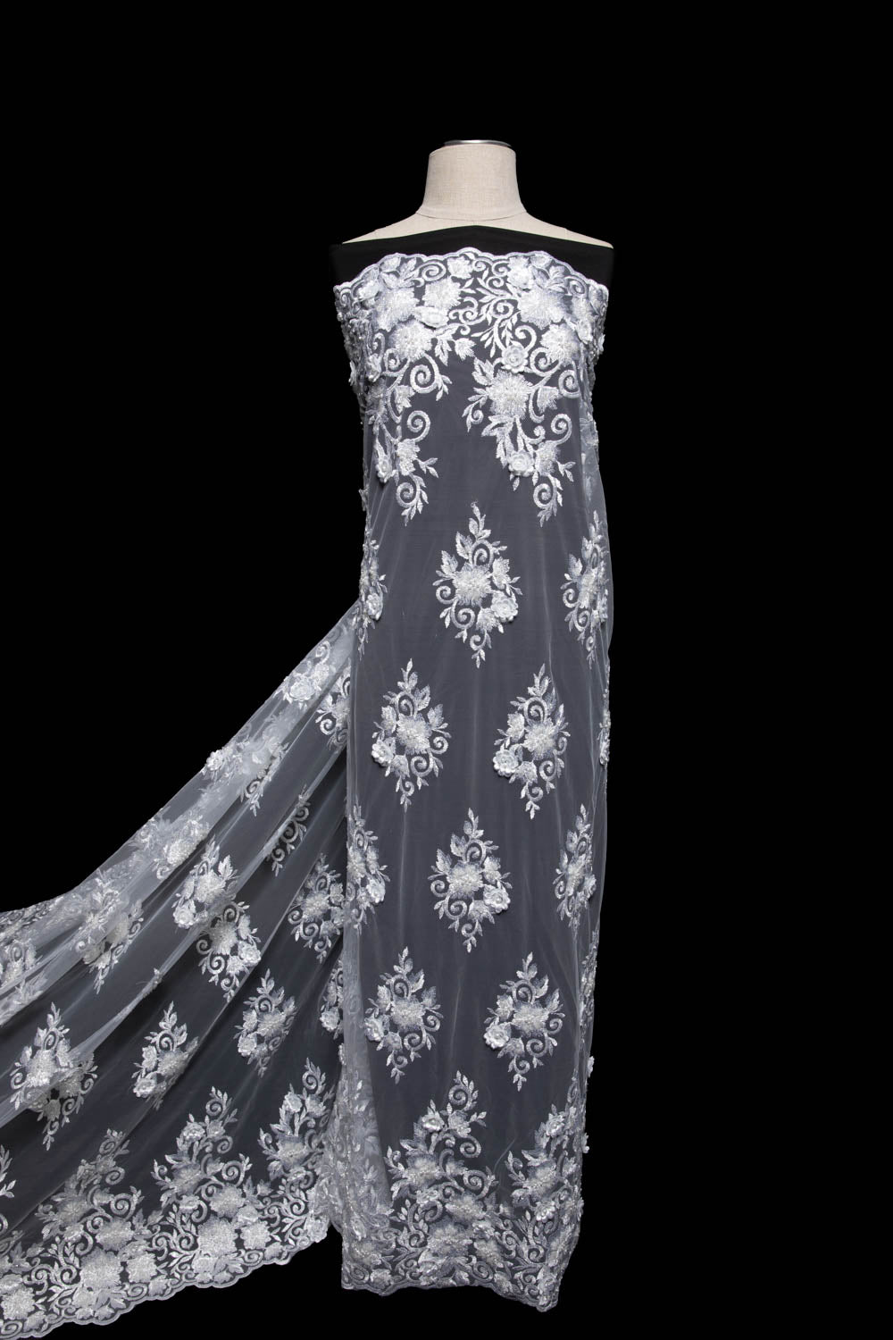 Tulle Lace Fabric Embroidered with Incredible Intricate Pattern Wide 52" | Exquisite Fabric