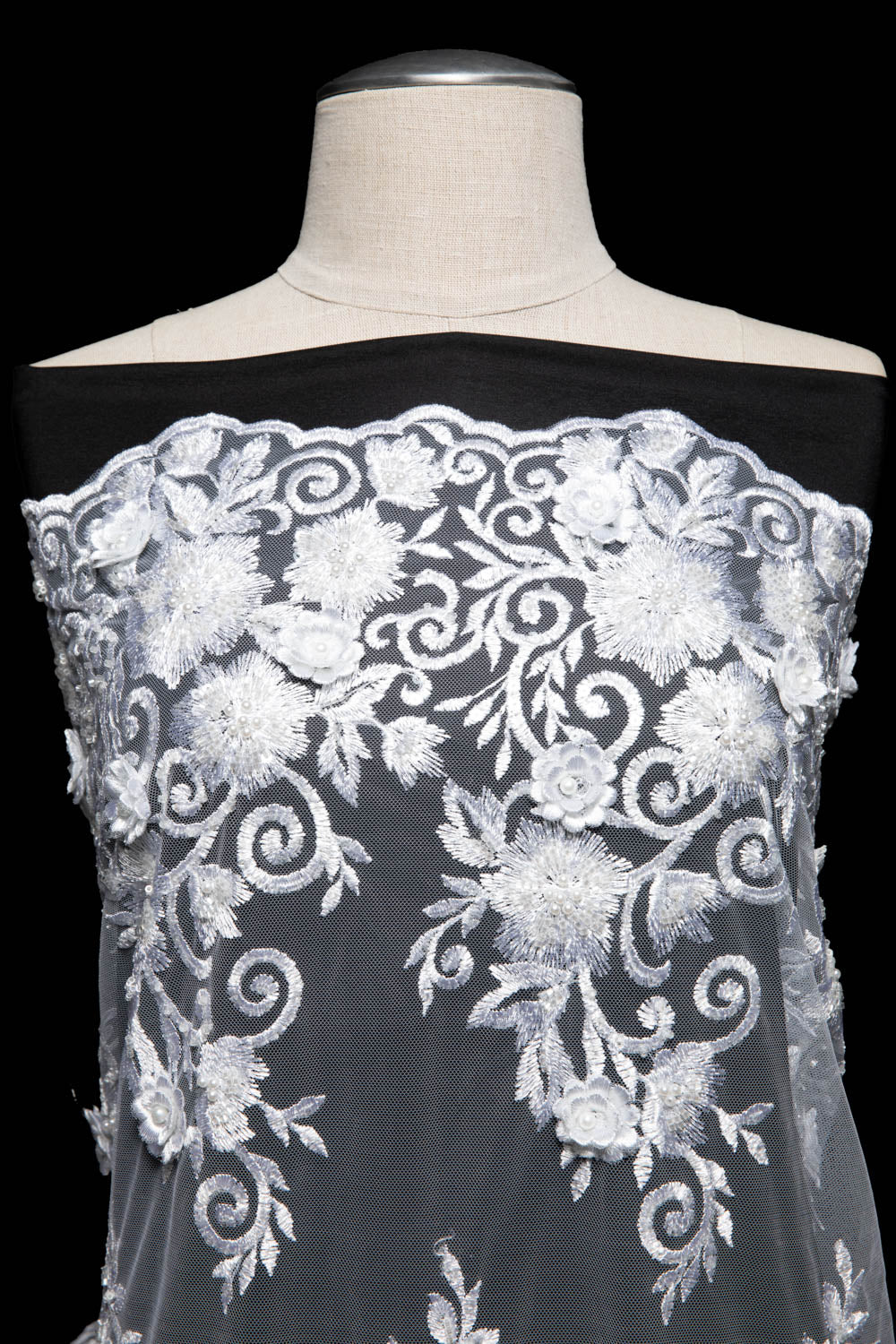 Tulle Lace Fabric Embroidered with Incredible Intricate Pattern Wide 52" | Exquisite Fabric