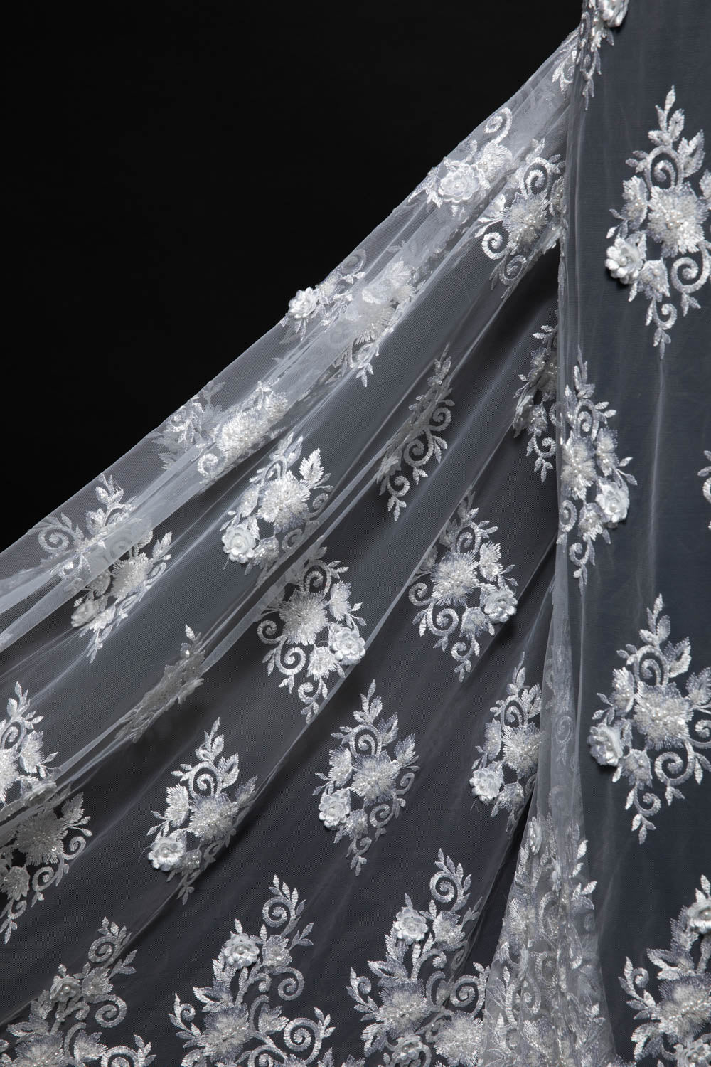 Tulle Lace Fabric Embroidered with Incredible Intricate Pattern Wide 52" | Exquisite Fabric