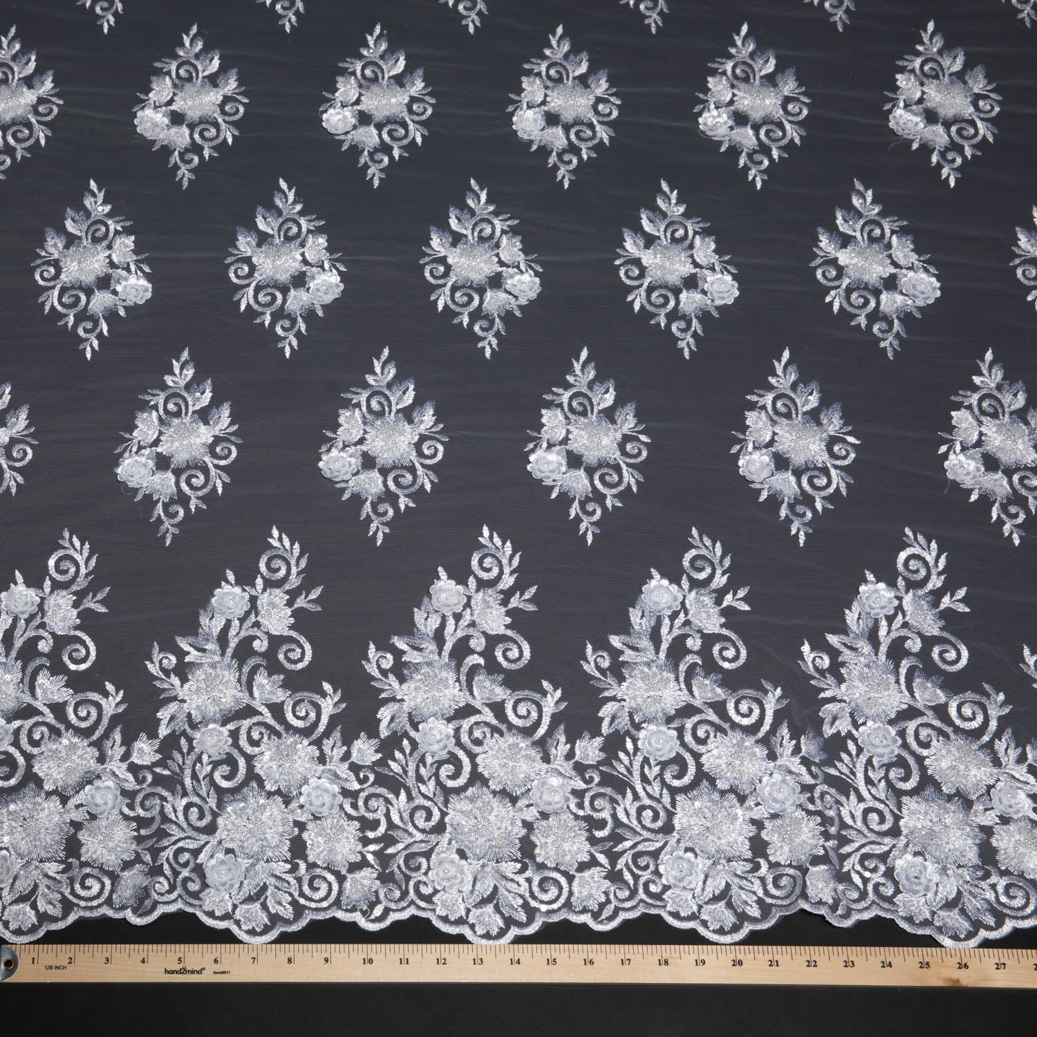 Tulle Lace Fabric Embroidered with Incredible Intricate Pattern Wide 52" | Exquisite Fabric