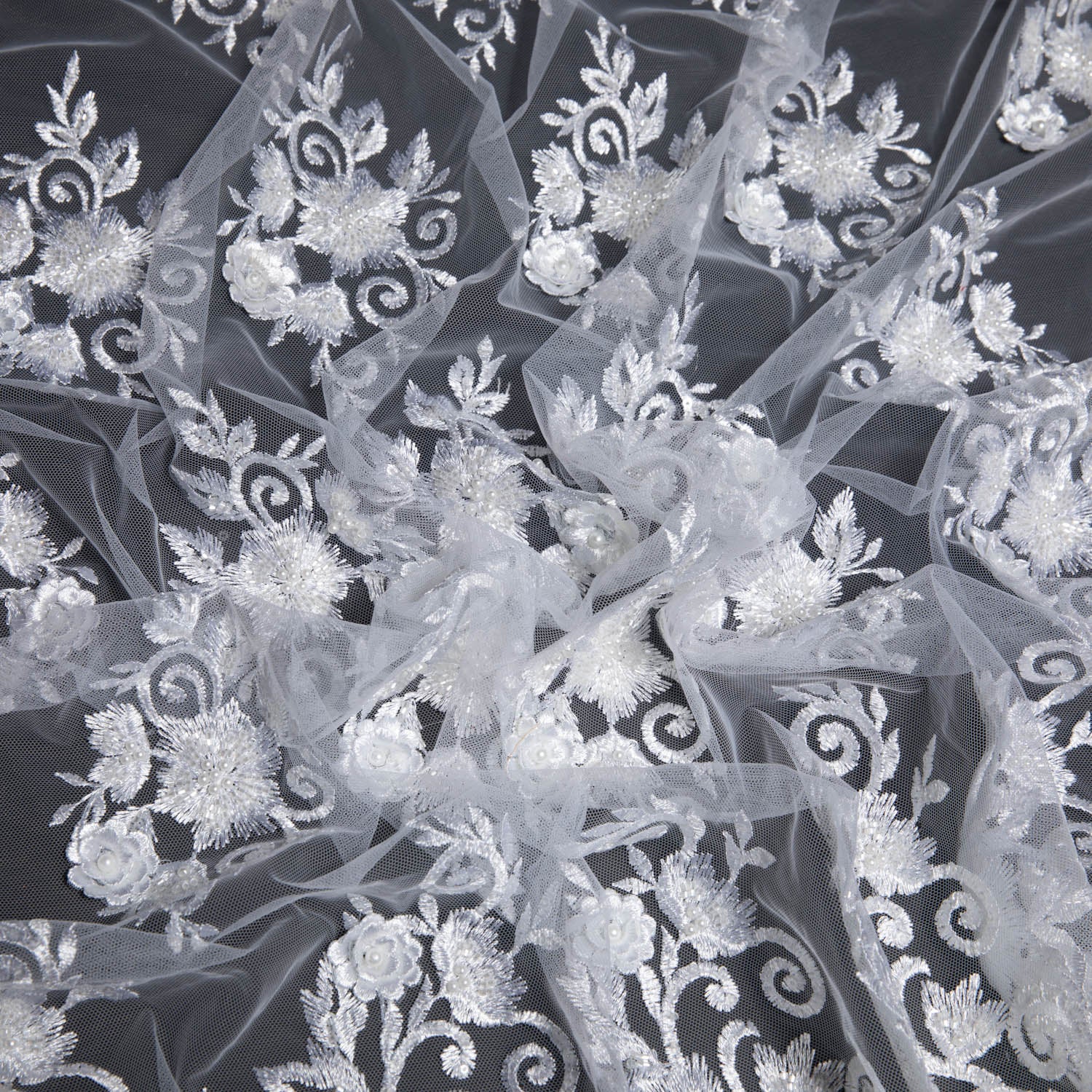 Tulle Lace Fabric Embroidered with Incredible Intricate Pattern Wide 52" | Exquisite Fabric