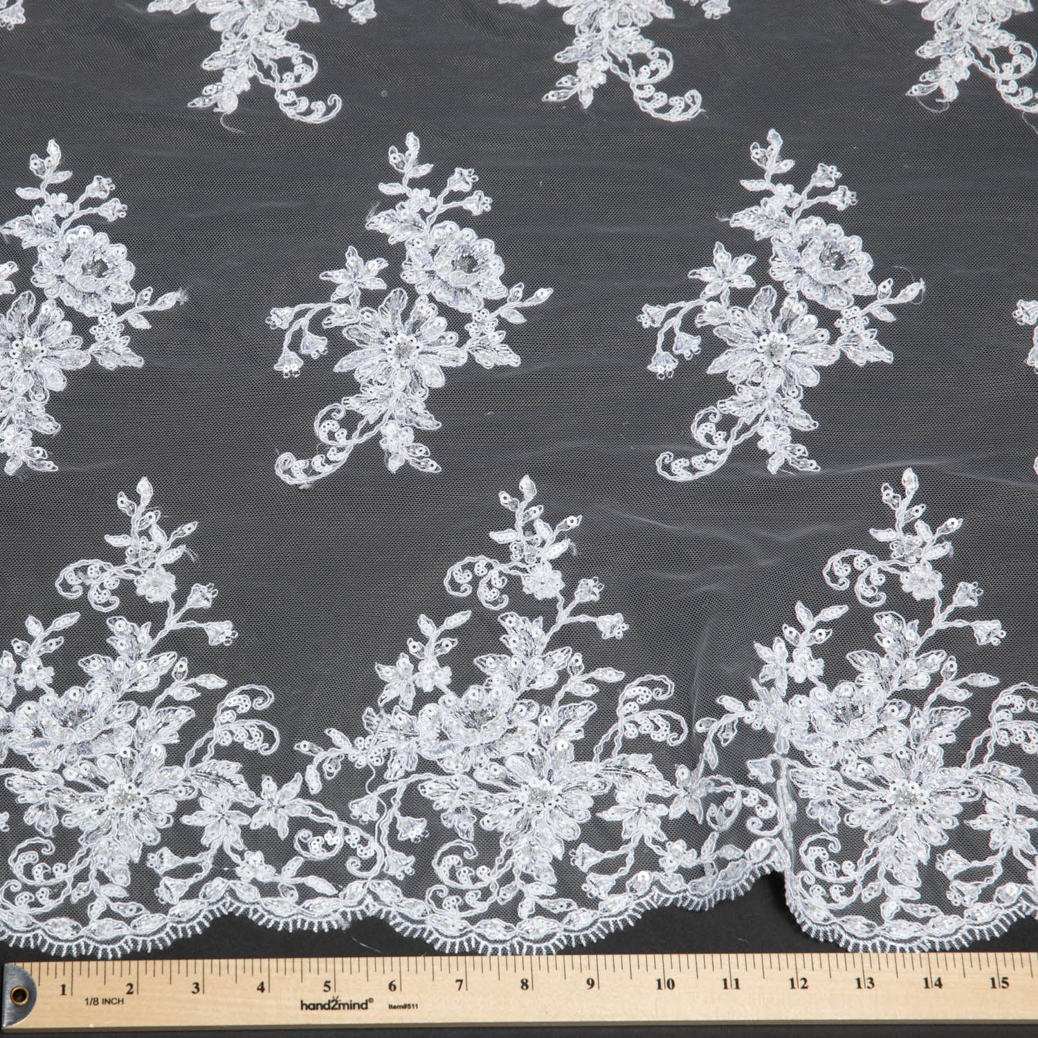 Tulle Lace Fabric Embroidered with Beautiful Floral Pattern 52" Wide | Exquisite Fabric
