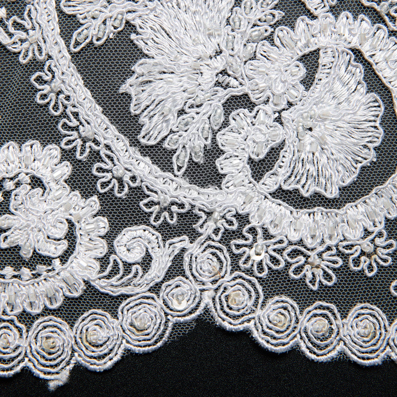 Tulle Lace Fabric Embroidered with Sequins and Intricate Floral Pattern 52" Wide | Exquisite Fabric
