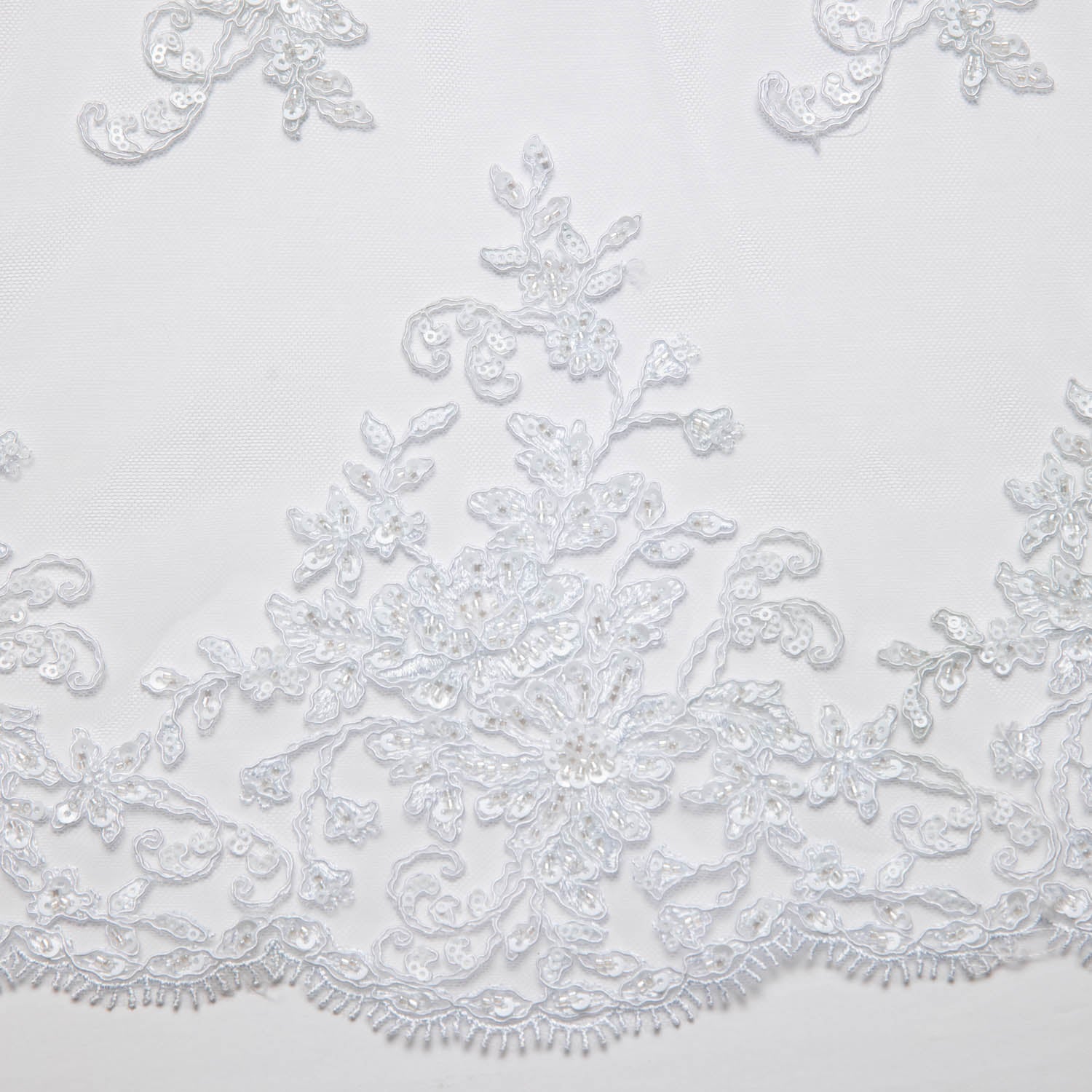Tulle Lace Fabric Embroidered with Beautiful Floral Pattern 52" Wide | Exquisite Fabric