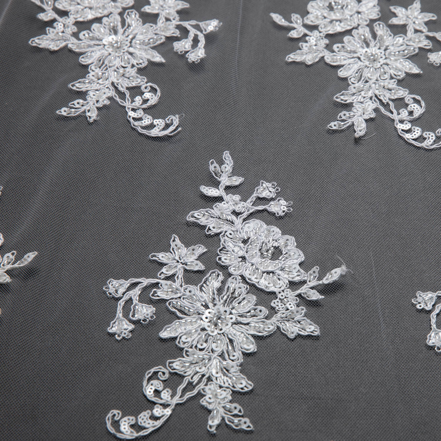 Tulle Lace Fabric Embroidered with Beautiful Floral Pattern 52" Wide | Exquisite Fabric