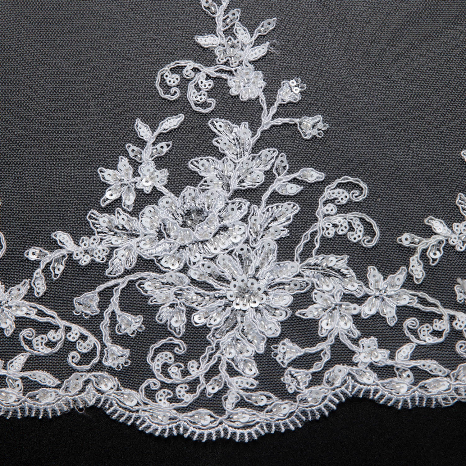 Tulle Lace Fabric Embroidered with Beautiful Floral Pattern 52" Wide | Exquisite Fabric