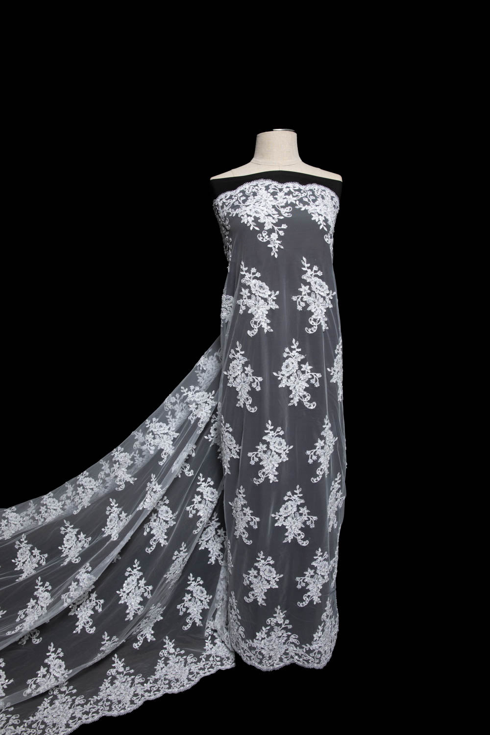 Tulle Lace Fabric Embroidered with Beautiful Floral Pattern 52" Wide | Exquisite Fabric