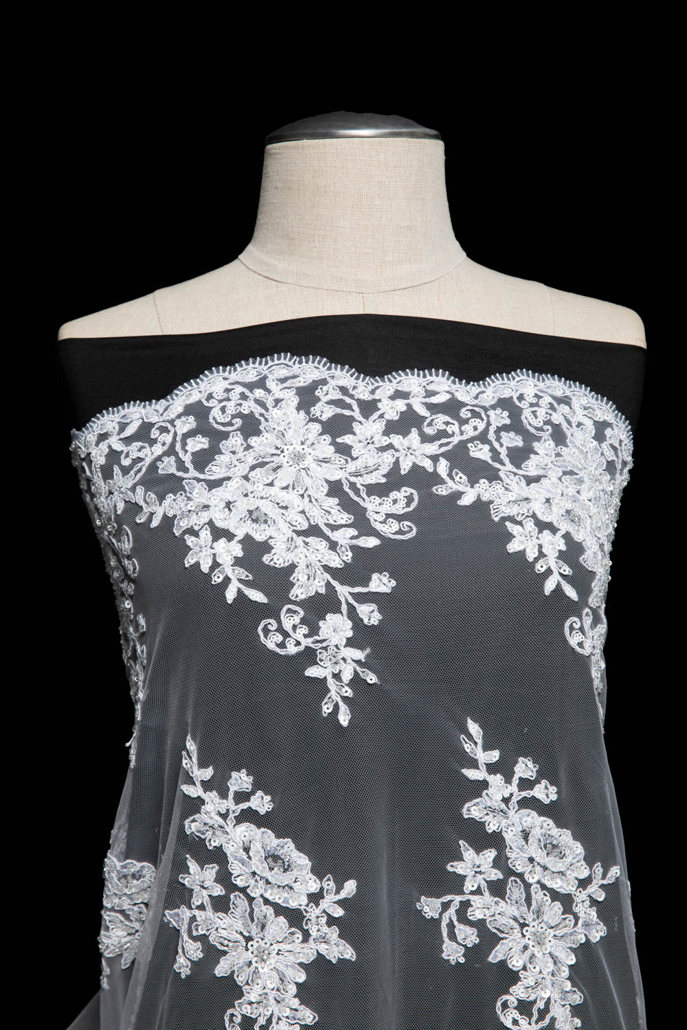 Tulle Lace Fabric Embroidered with Beautiful Floral Pattern 52" Wide | Exquisite Fabric