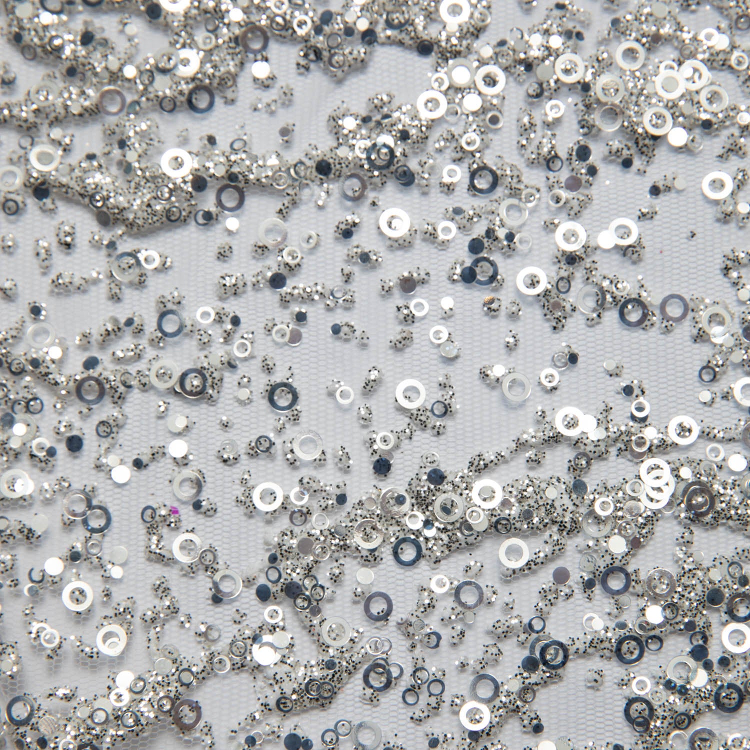 WHITE SILVER P/SOFT LACE FABRIC GLITTER 56/58" WIDE | Exquisite Fabric