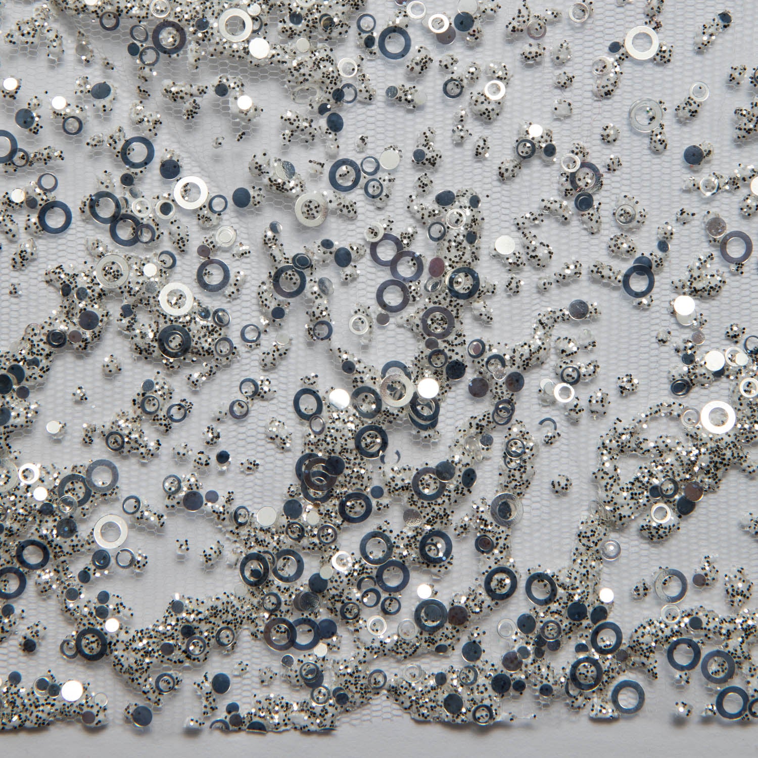 WHITE SILVER P/SOFT LACE FABRIC GLITTER 56/58" WIDE | Exquisite Fabric