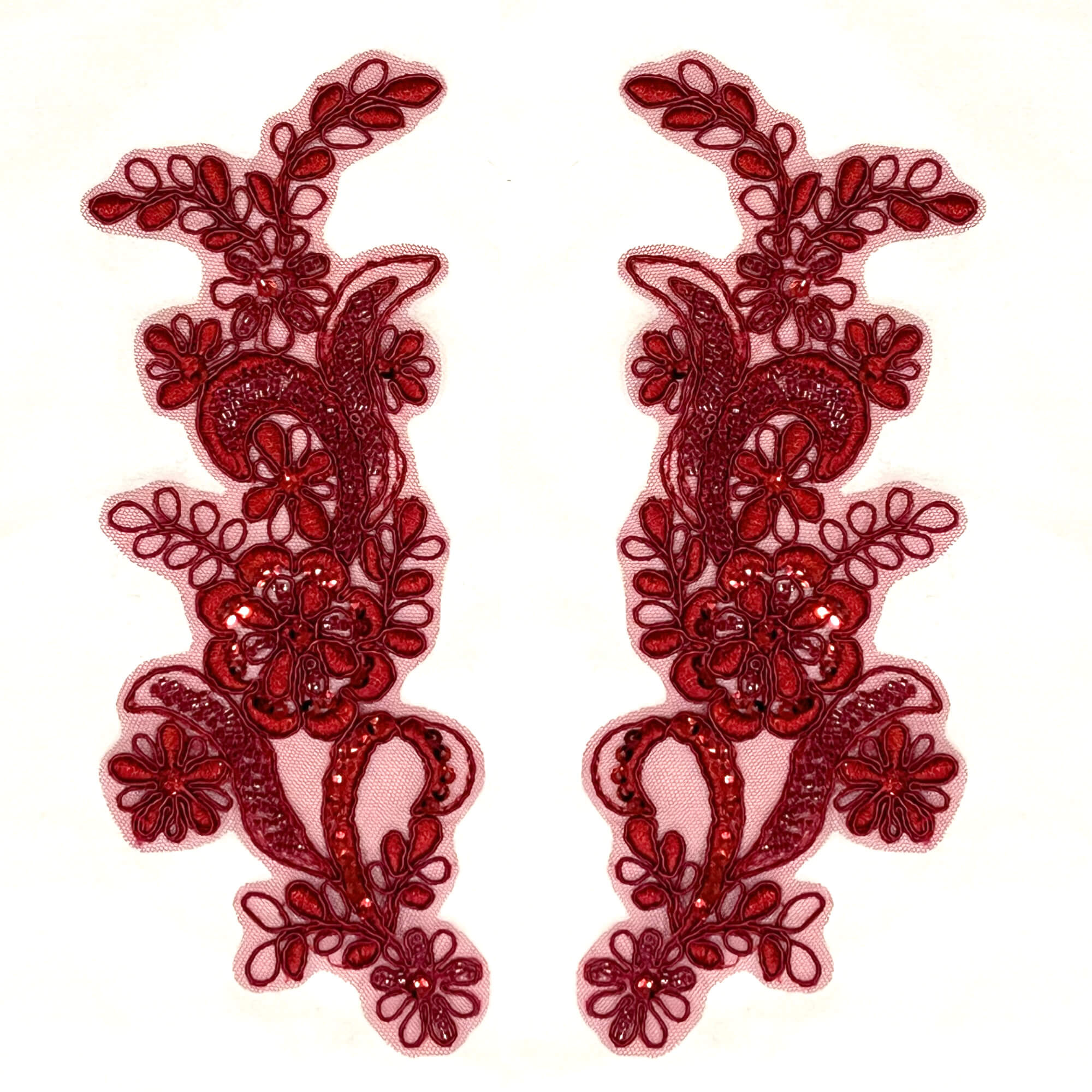 Beaded & Corded Floral Lace Applique Embroidered on 100% Polyester | Lace USA - KZ-67