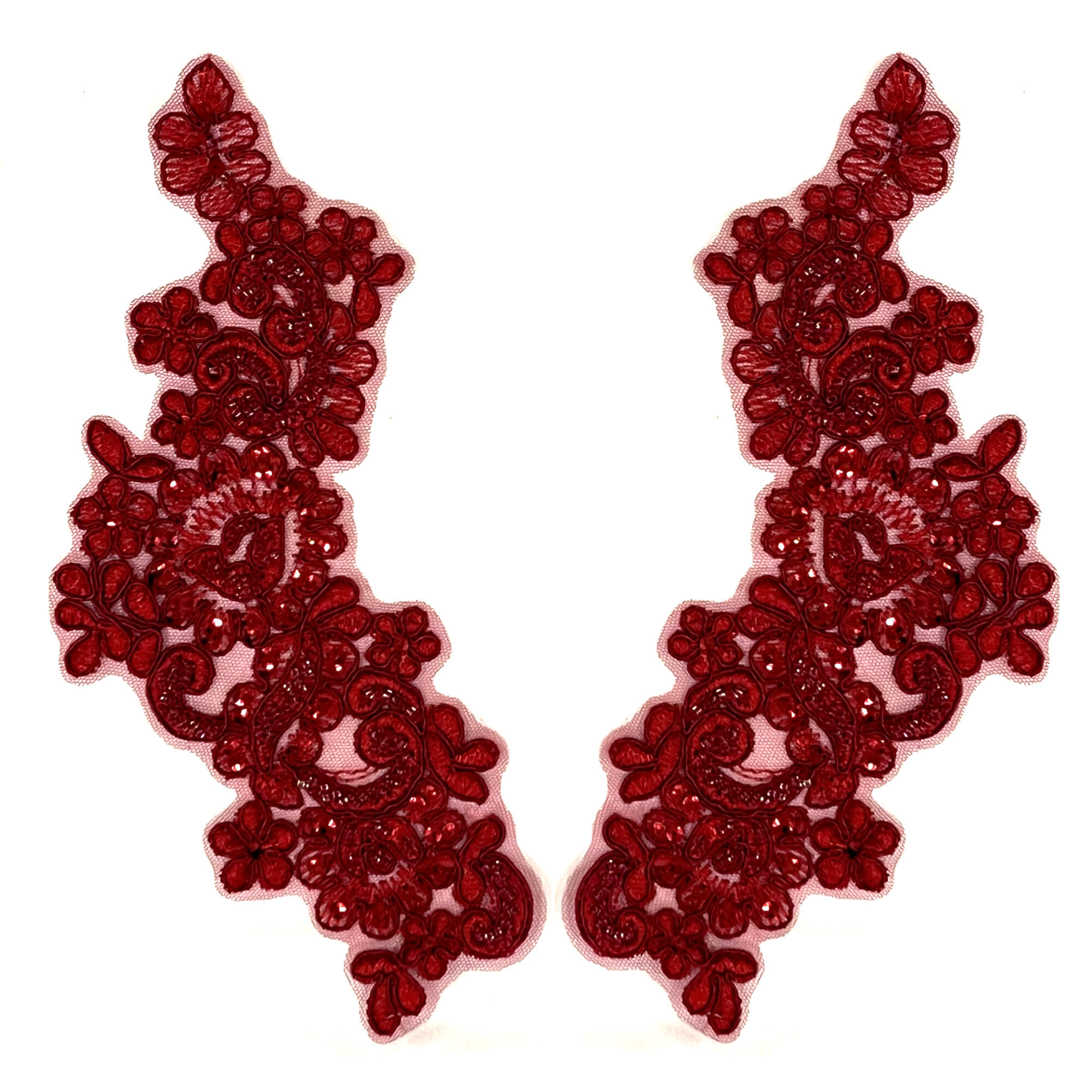 Beaded & Corded Floral Lace Applique Embroidered on 100% Polyester | Lace USA - KZ-25-HB