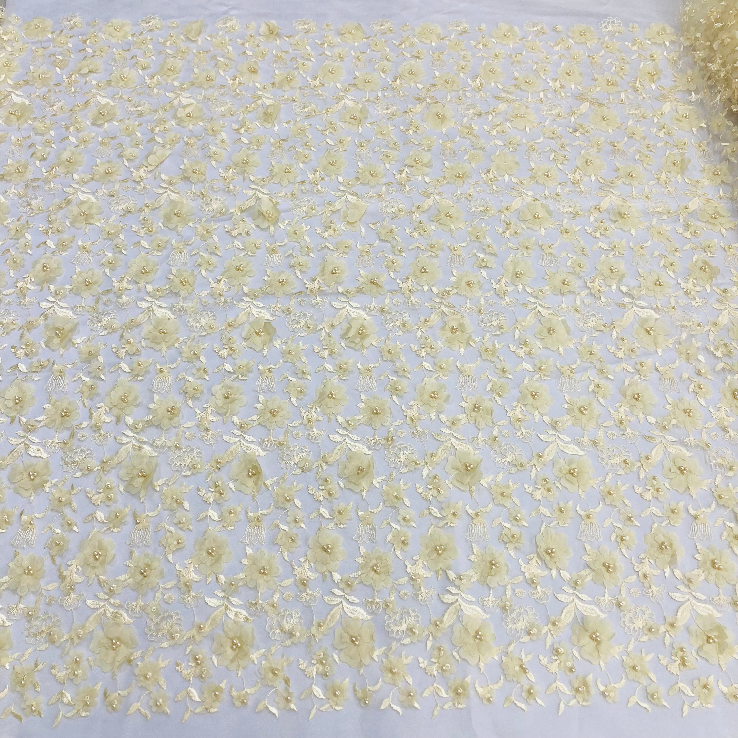 Beaded 3D Floral Lace Fabric – For Bridal, Quinceañera & Dance Dresses | Lace USA - GD-241