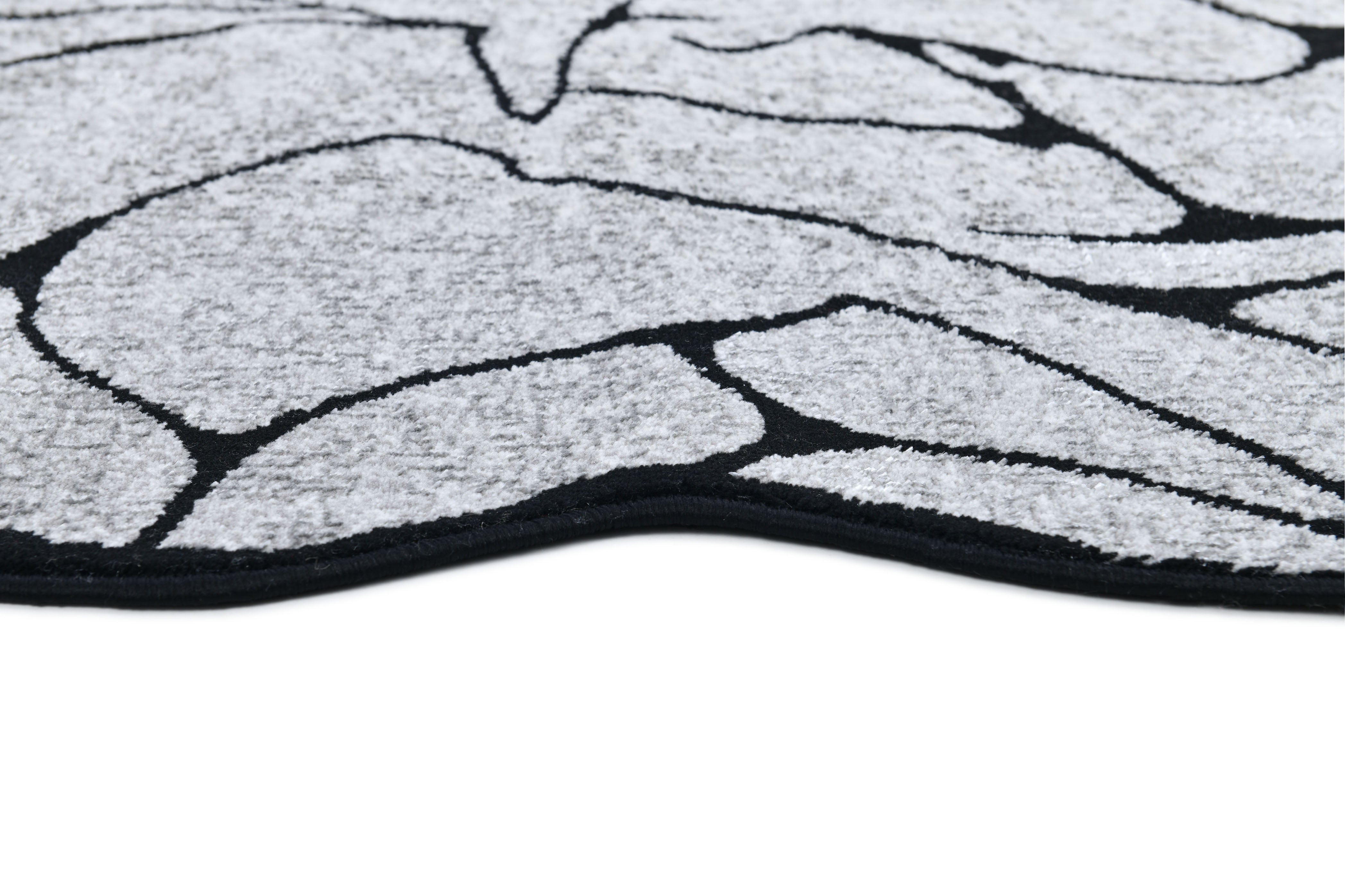Silver-Toned with Bold Irregular Black Geometric Detailing - Z322A (POL807)