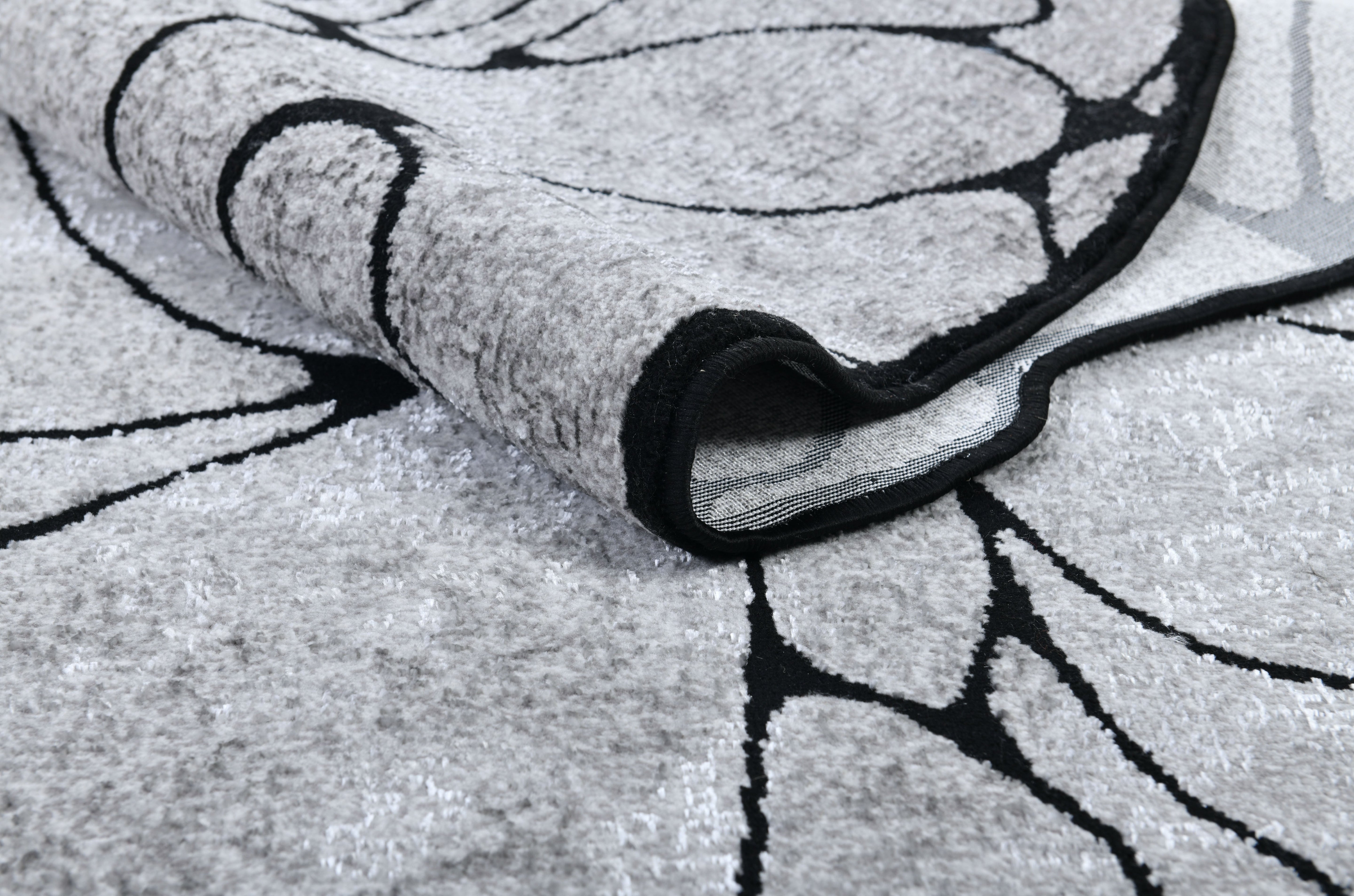 Silver-Toned with Bold Irregular Black Geometric Detailing - Z322A (POL807)