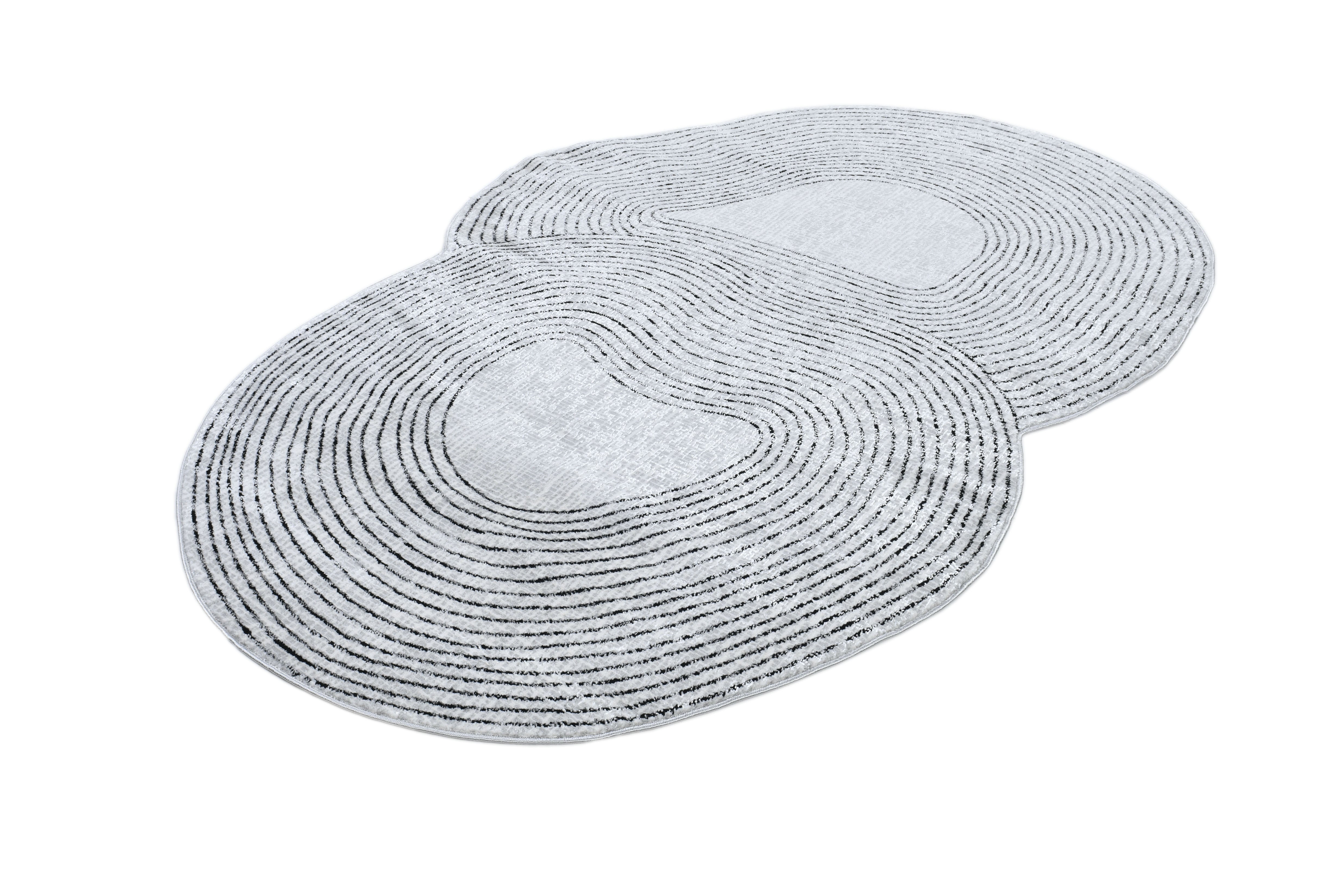 Cream Sheen Rug with Black, Copper & Silver Touches in novelty cut design - Z328A (POL810)