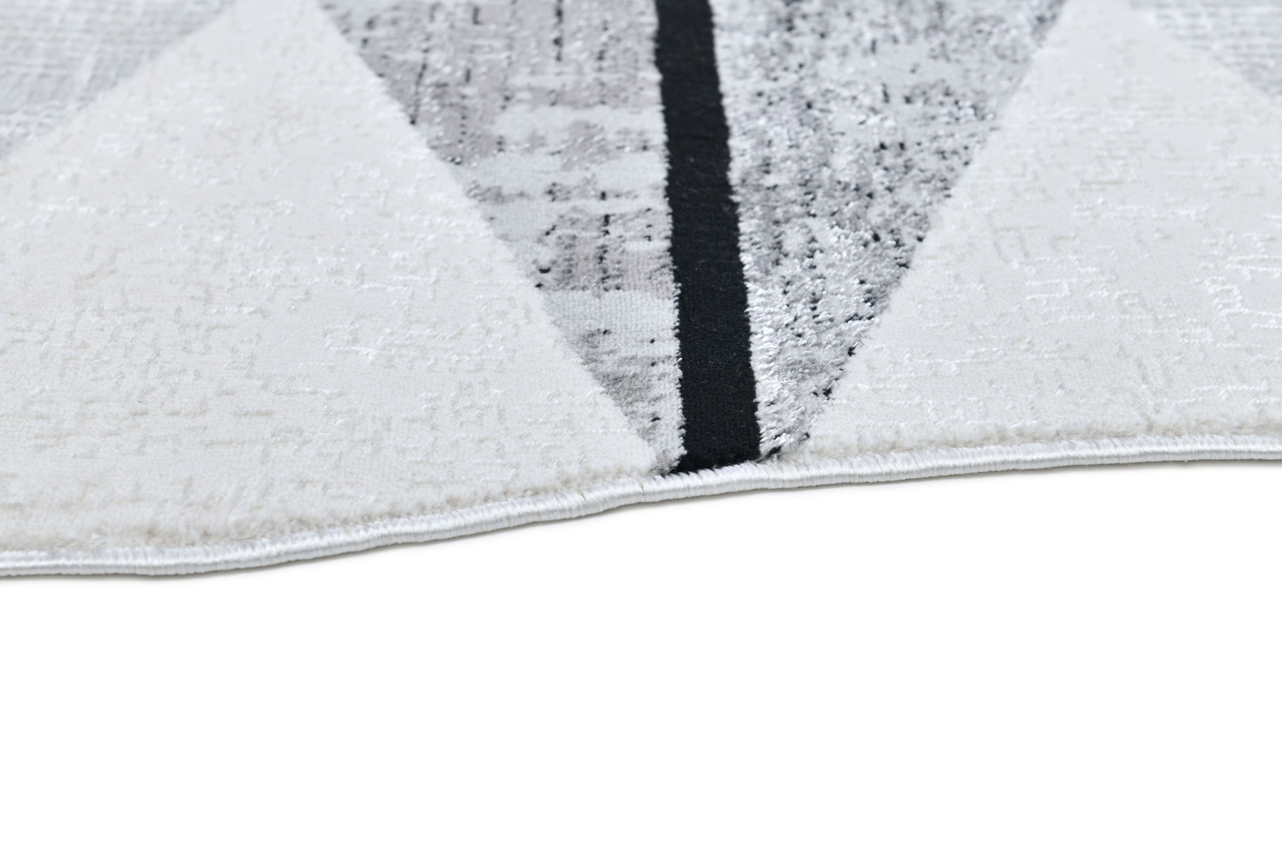 Silver-Toned with Charcoal patterns and Bold Irregular Black Geometric Detailing - Z327A