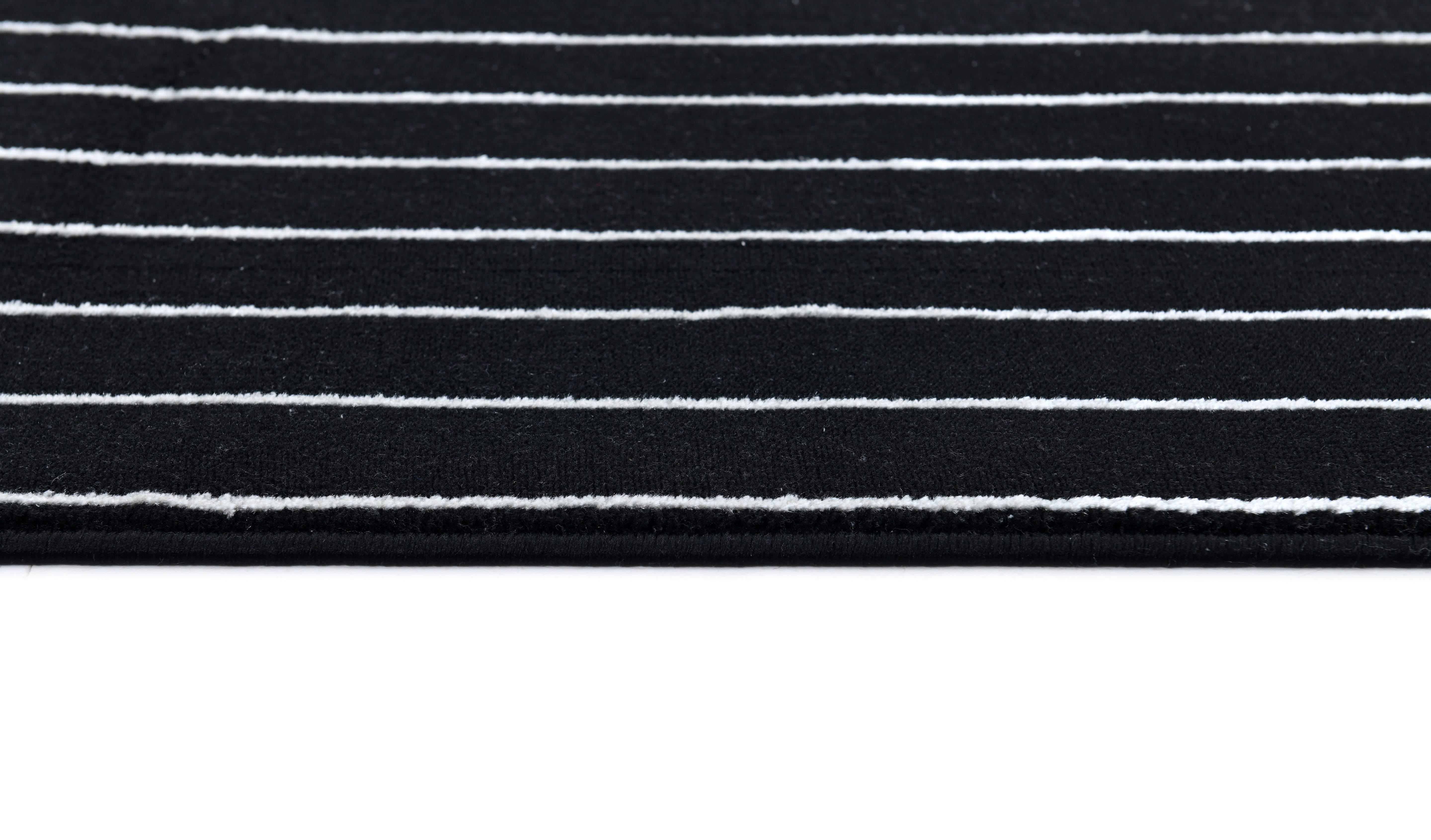 Black Area Rug with White Geometric Circle Design – Soft Touch - Z330B (POL812)