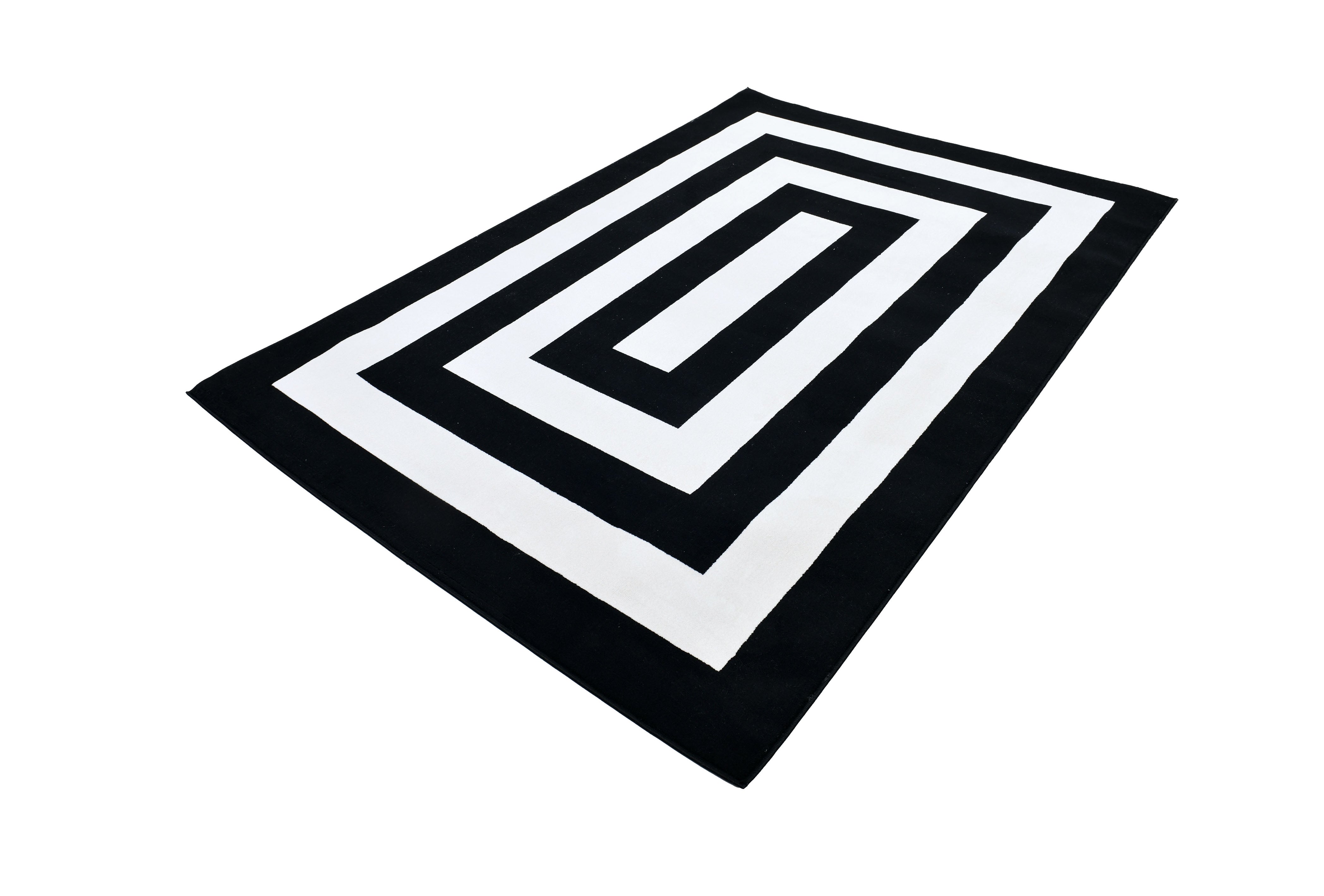 Black & White Geometric Square Area Rug – Soft Texture, Modern Design - Z341A (POL811)