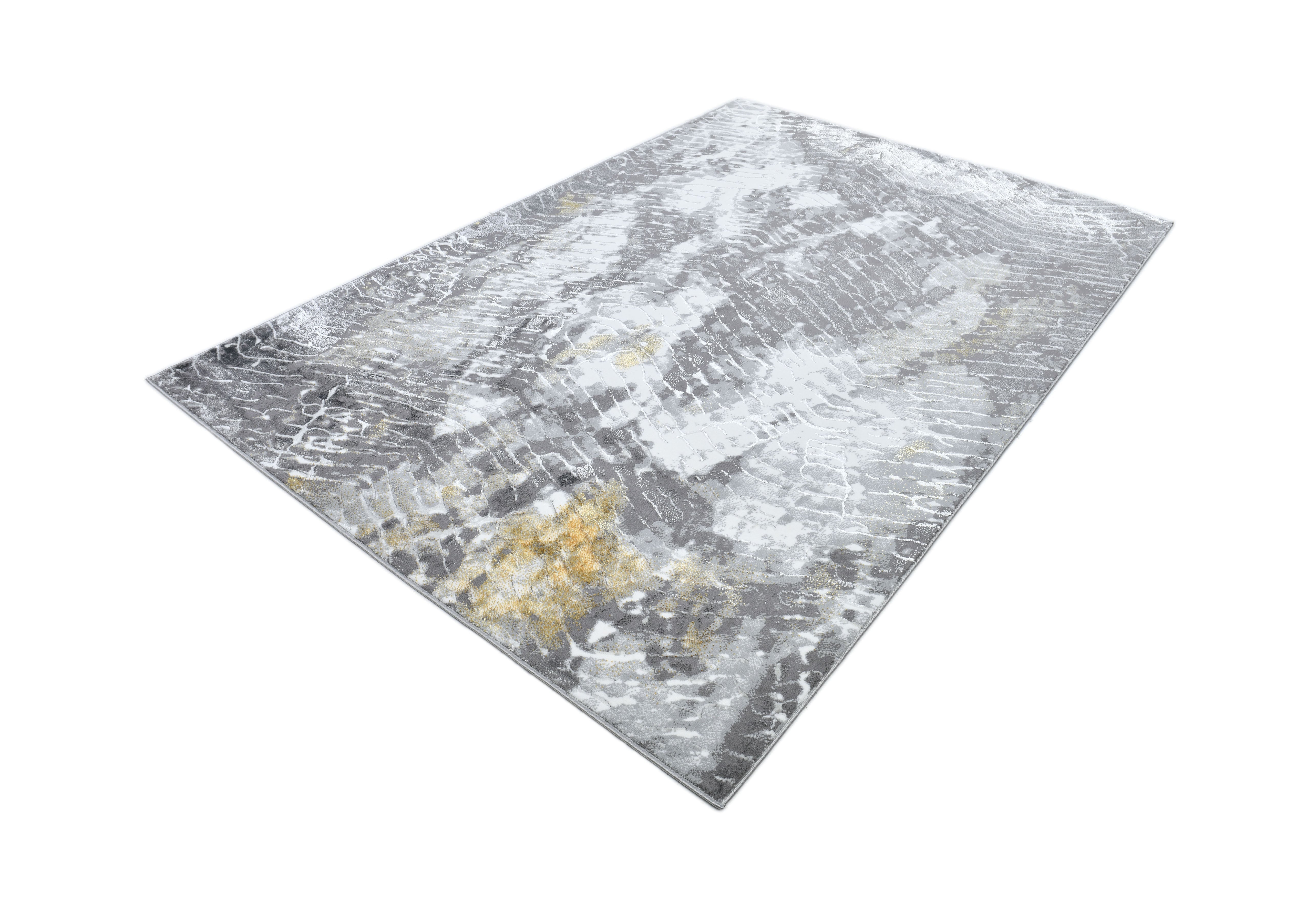 Soft-Touch Light Grey and Silver White Rug with Subtle Gold Accents - Z405A (POL815)
