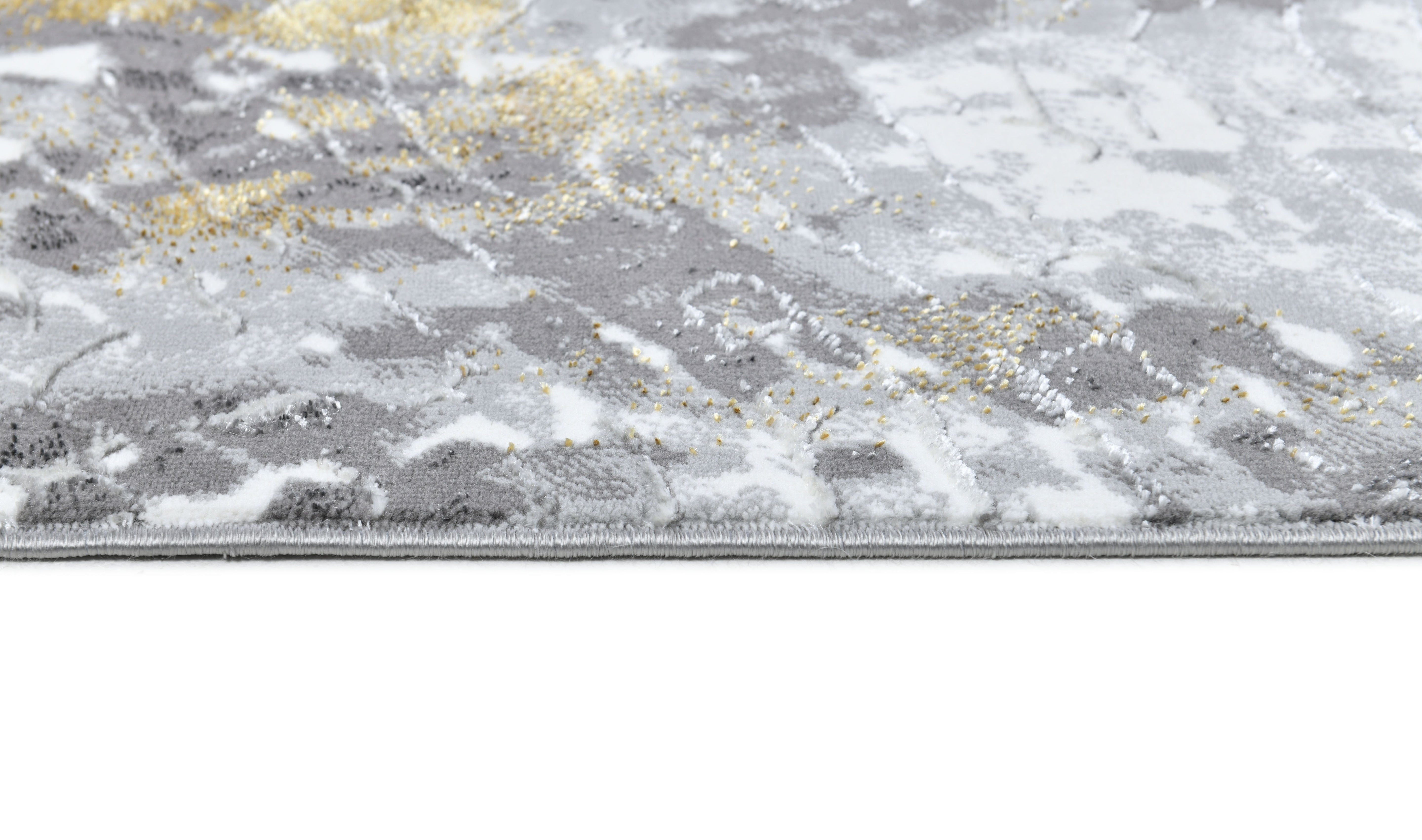 Soft-Touch Light Grey and Silver White Rug with Subtle Gold Accents - Z405A (POL815)