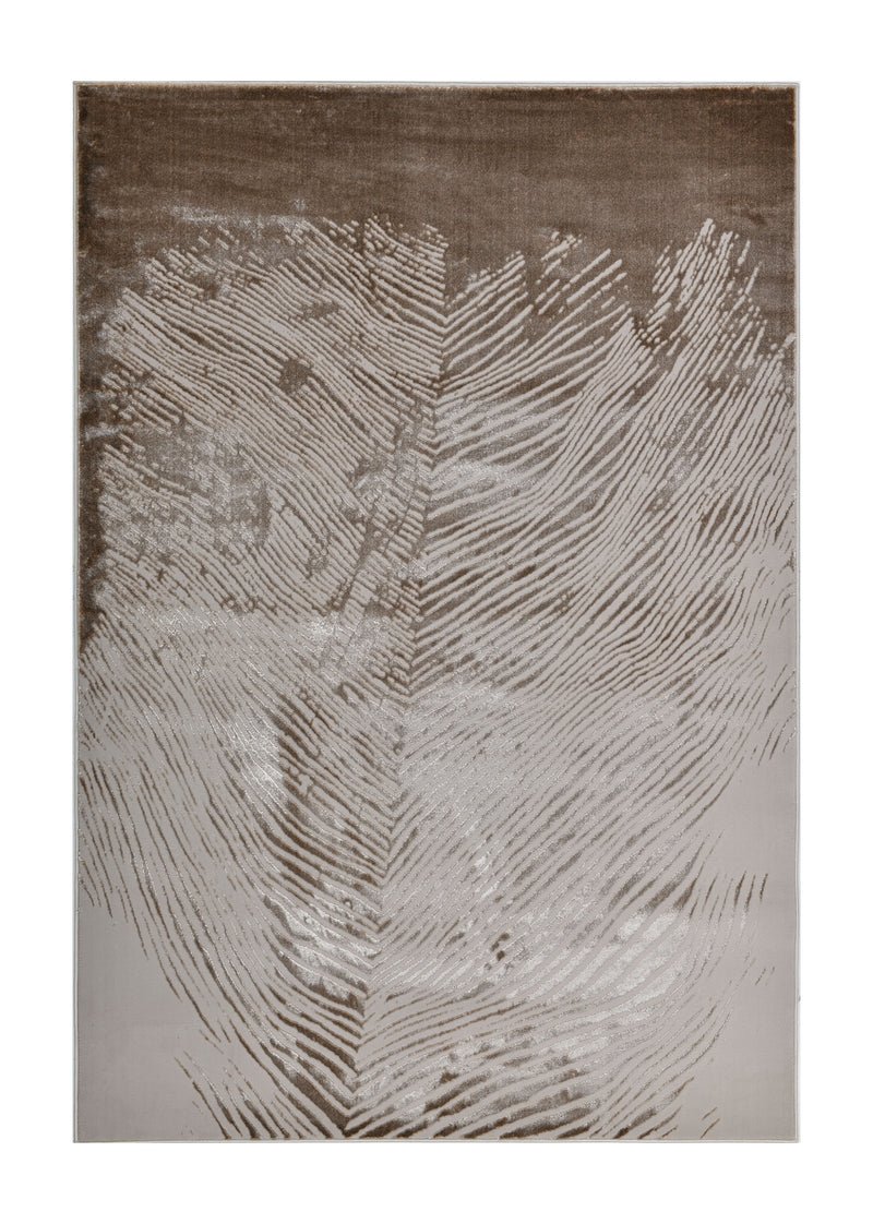 Soft-Touch Brown and Beige Rug with Metallic Copper Contrast Design - Z406A (POL816)