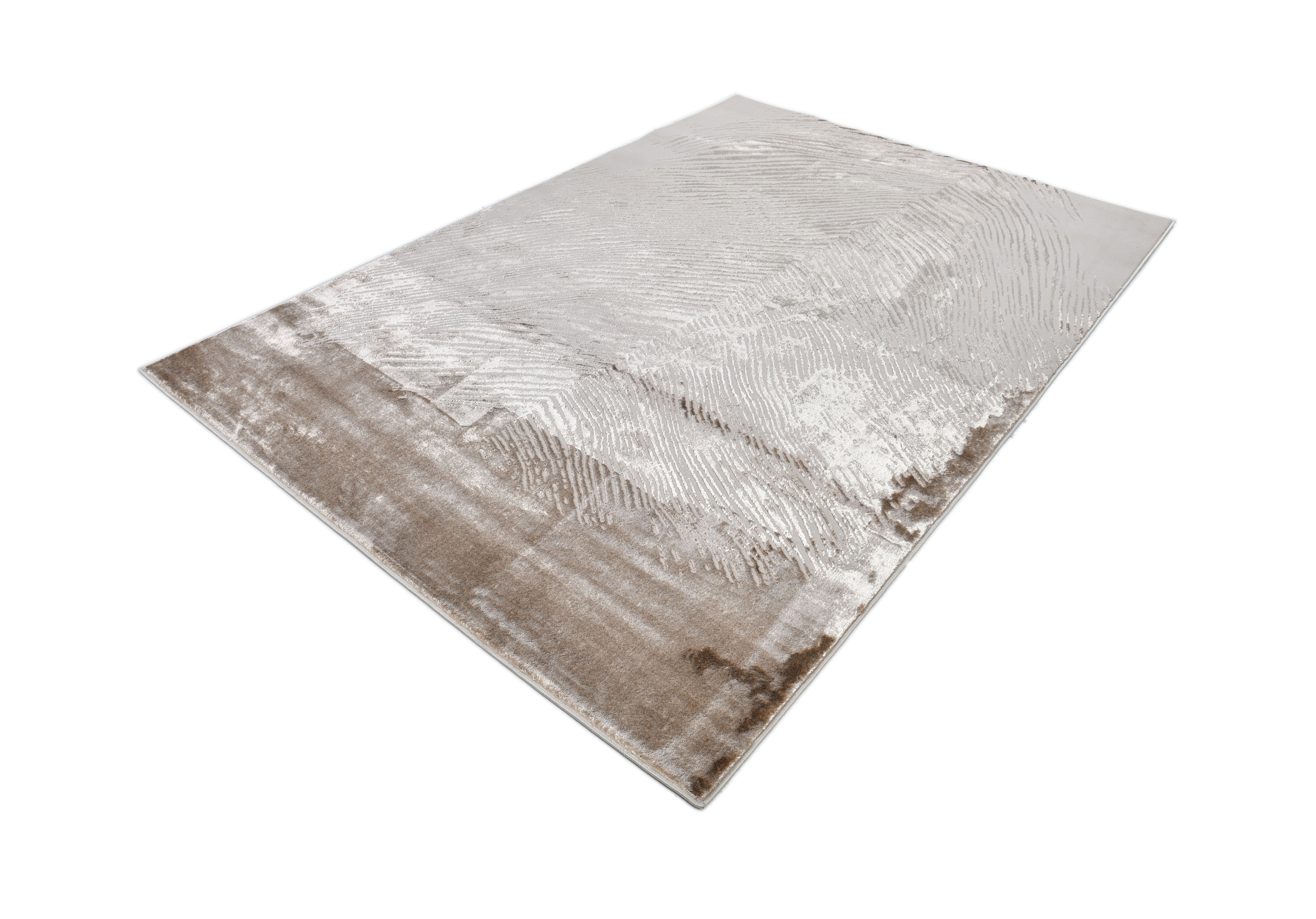 Soft-Touch Brown and Beige Rug with Metallic Copper Contrast Design - Z406A (POL816)