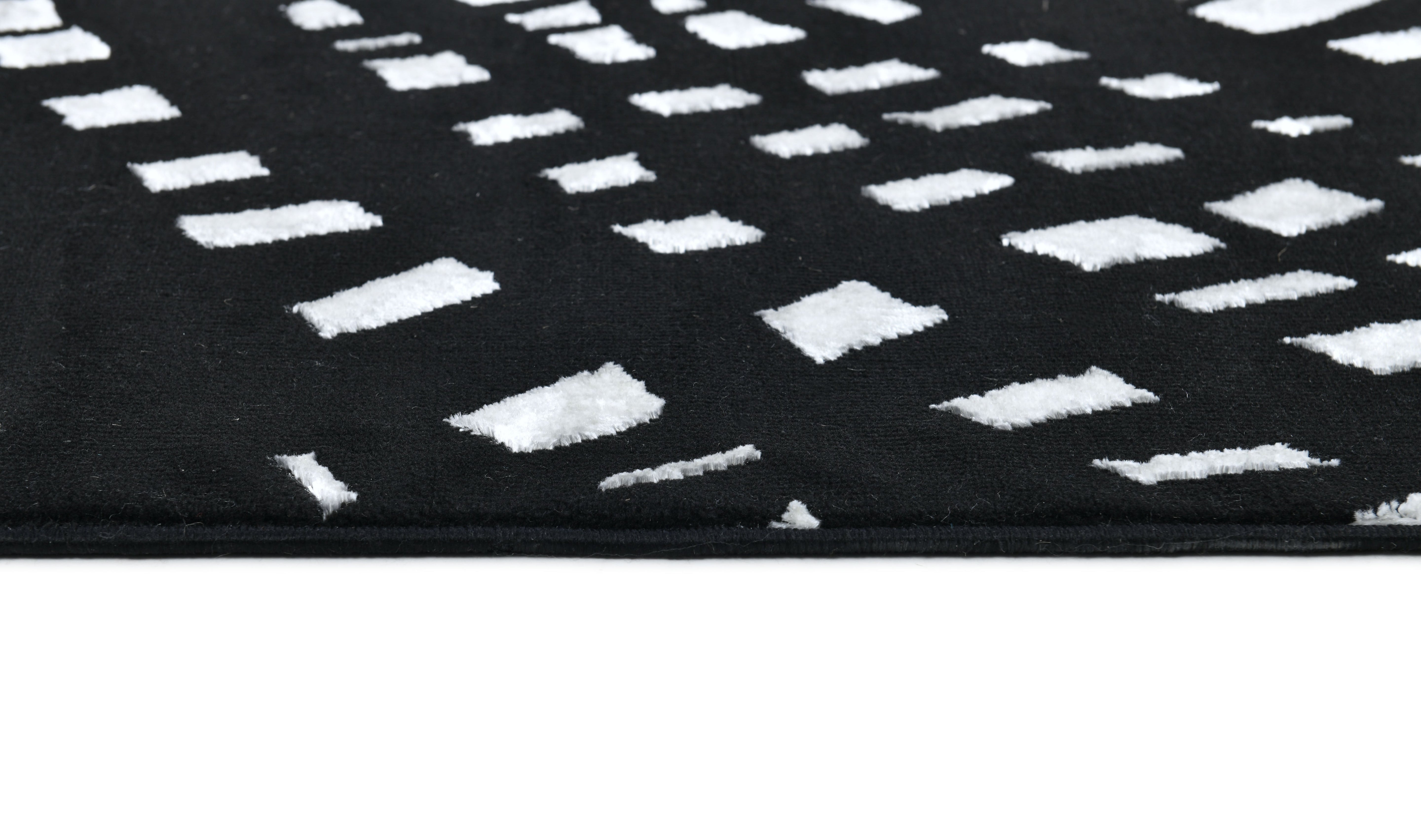 Modern Lustre Grid Rug – Black and Silver Tones - Z407A (POL820)