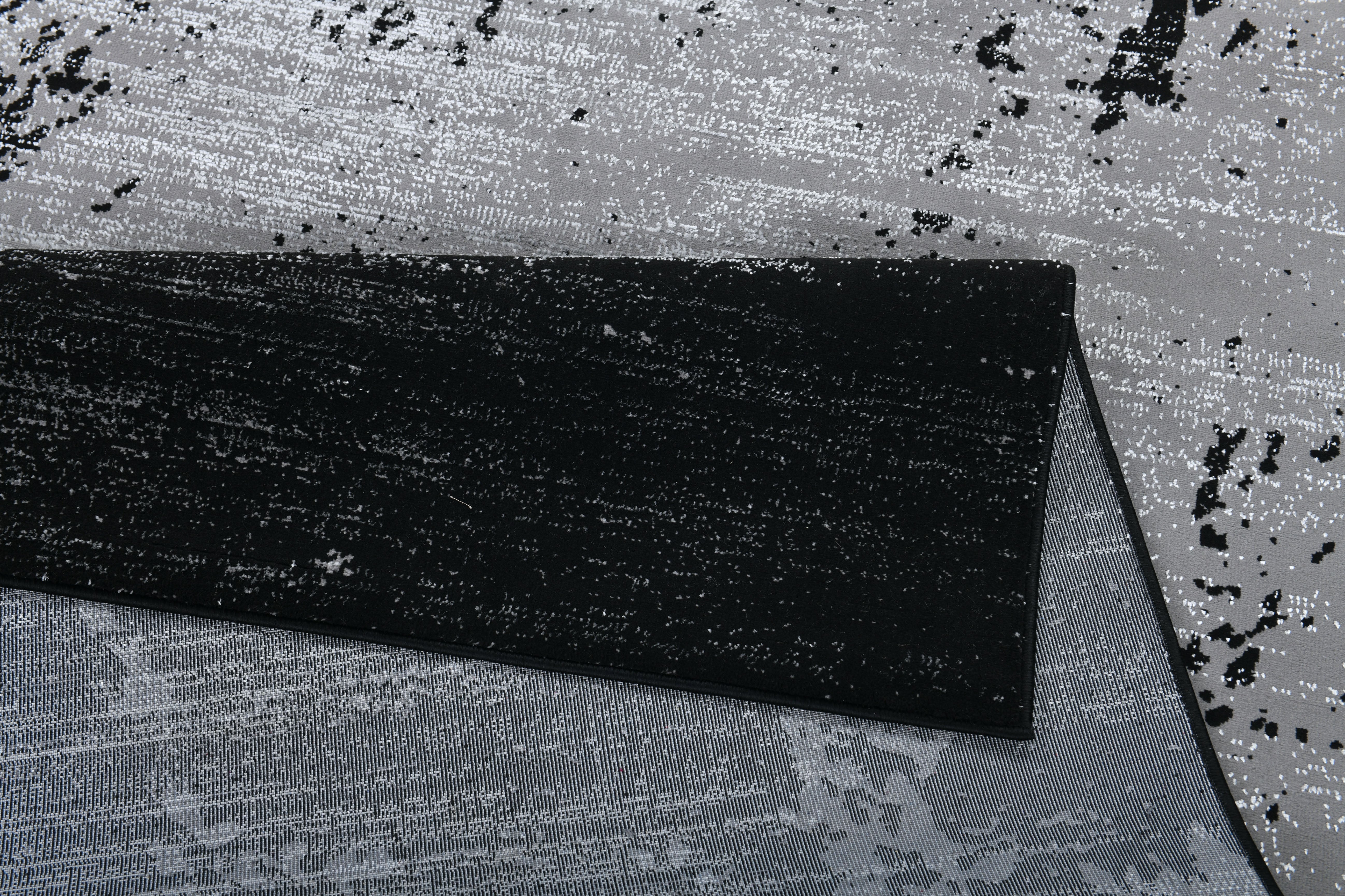 Contemporary Area Rug  - Abstract Design in Soft Black with a Splash of Metallic Silver - Z408A (POL821)