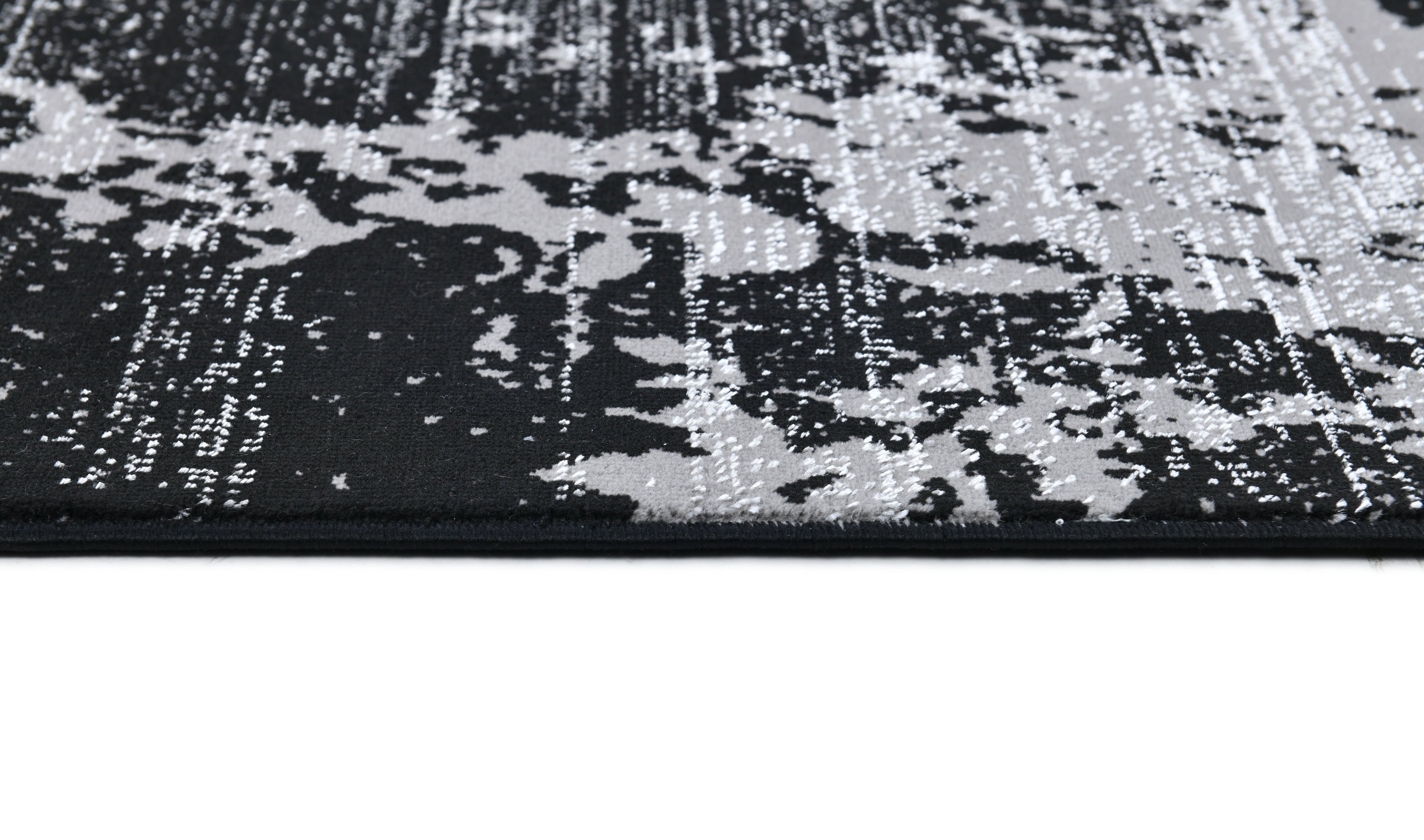 Contemporary Area Rug  - Abstract Design in Soft Black with a Splash of Metallic Silver - Z408A (POL821)
