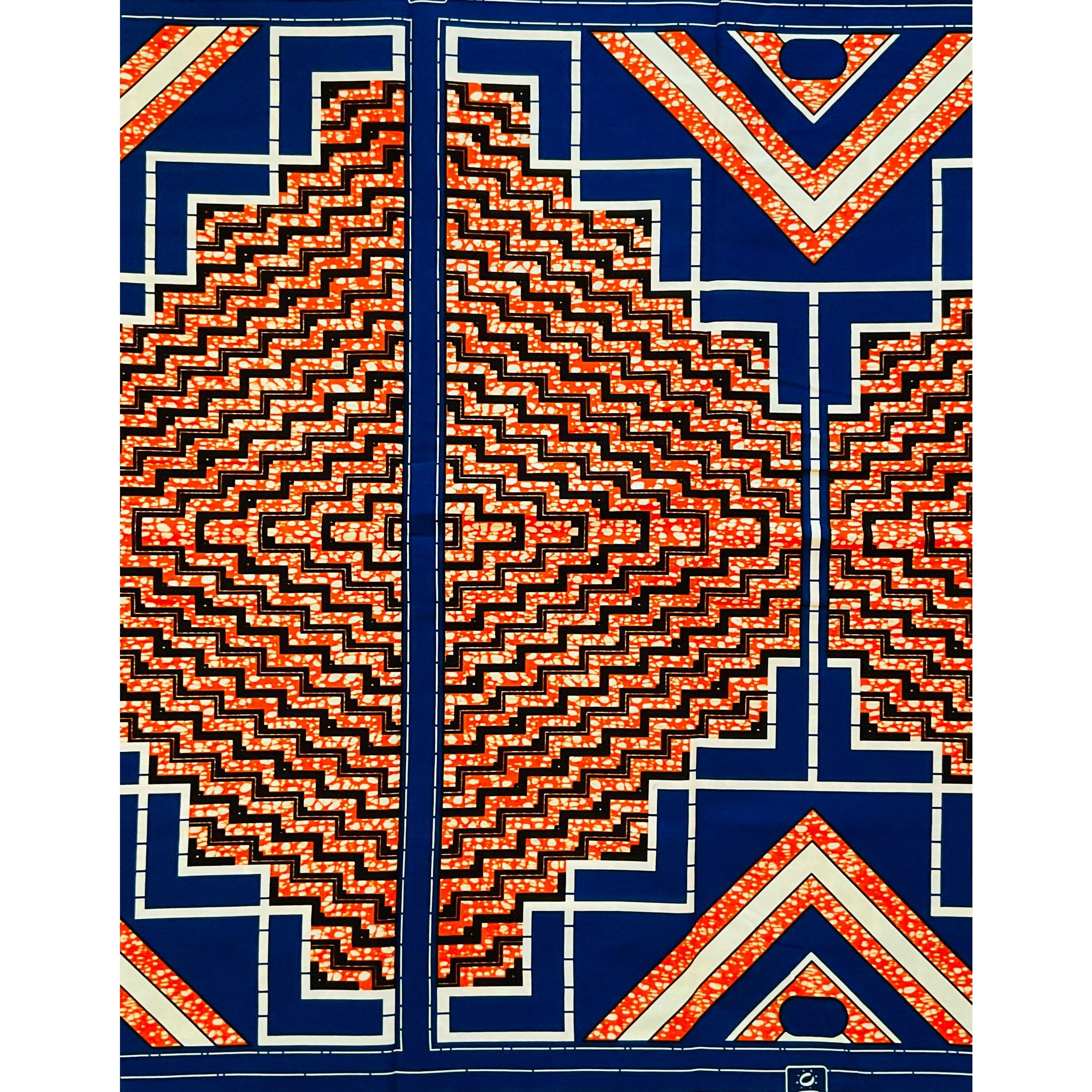 African Print Fabric/ Ankara - Blue, Orange, Beige 'Justice', YARD or WHOLESALE