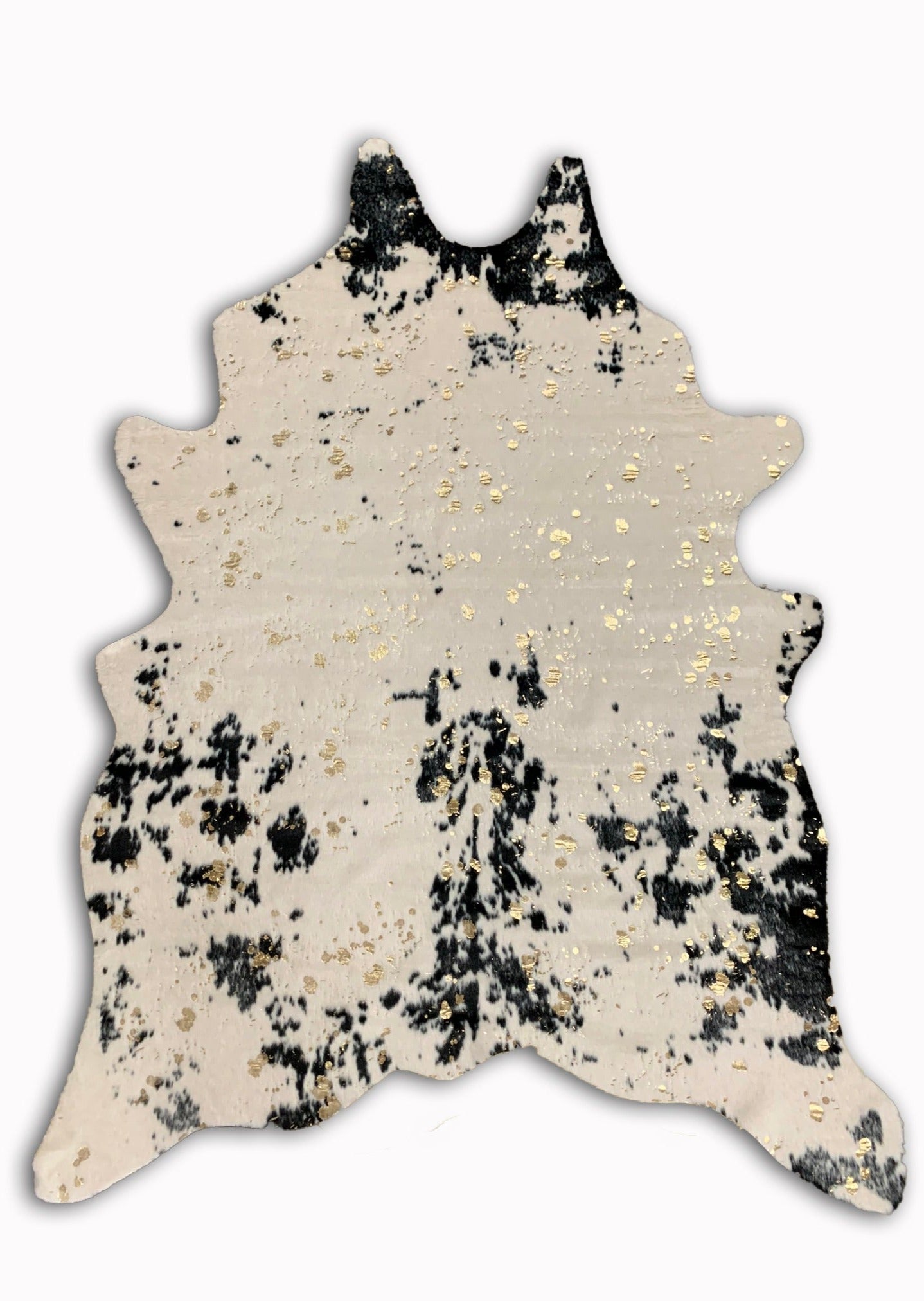 Vegan Cream Metallic Shinny Glow Faux Hide/Cowhide Area Rug/Carpet
