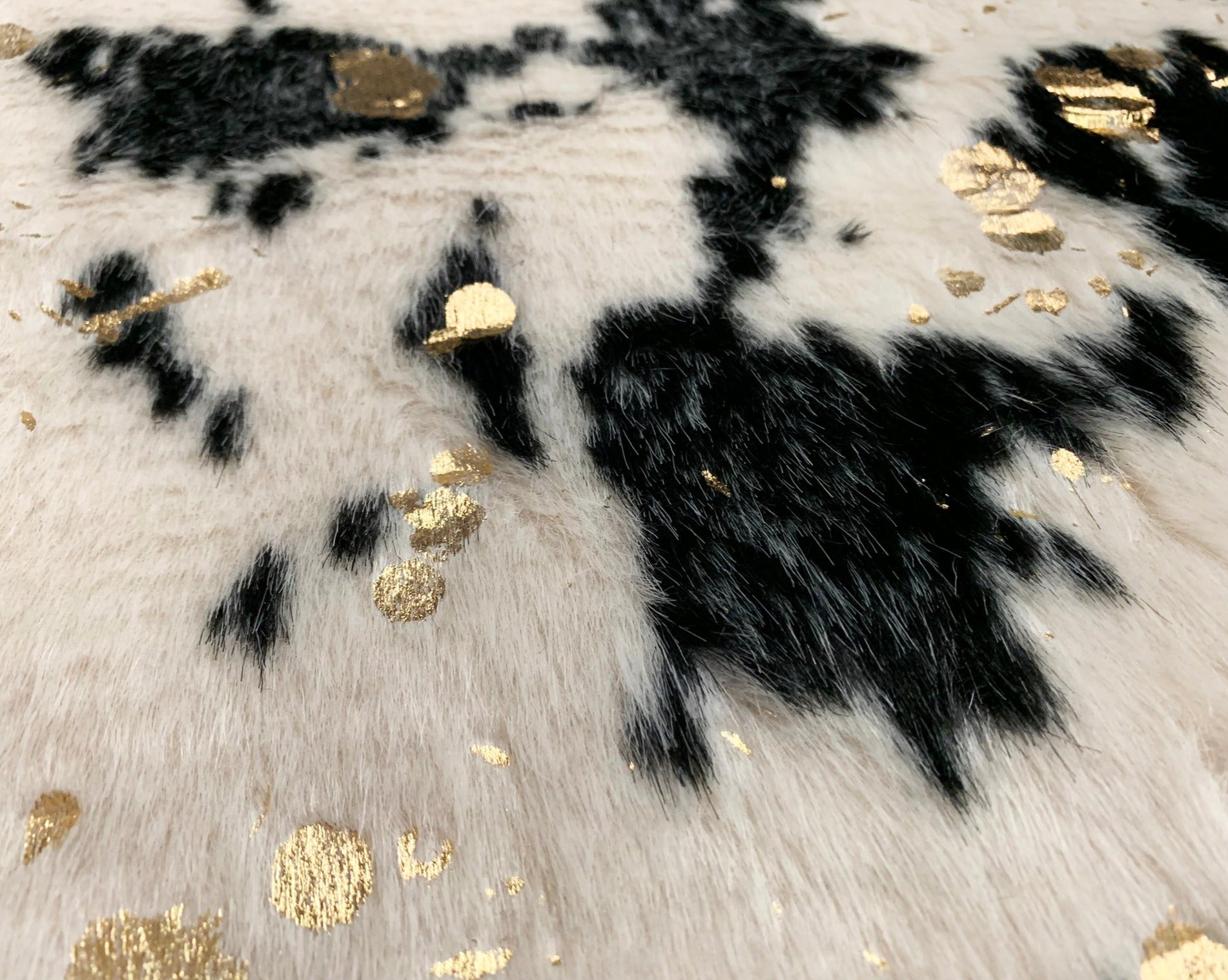 Vegan Cream Metallic Shinny Glow Faux Hide/Cowhide Area Rug/Carpet
