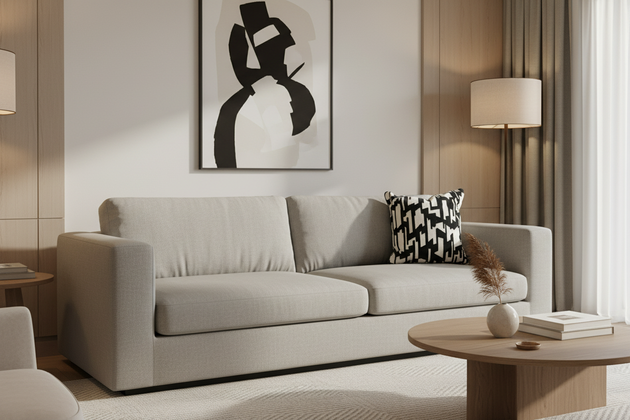 Black Velvet Pillow Featuring Beige Abstract Geometric Embroidery - SEV007.