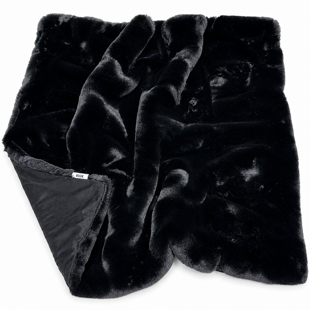 Black Chinchilla Faux Fur Throw Blanket, Ultra-Soft Plush