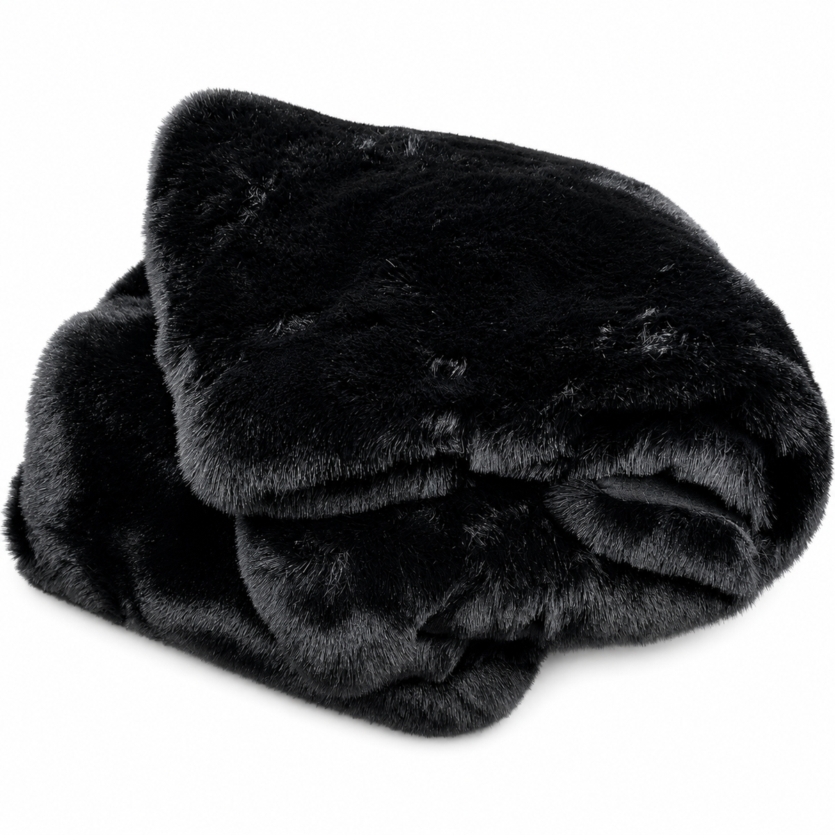 Black Chinchilla Faux Fur Throw Blanket, Ultra-Soft Plush