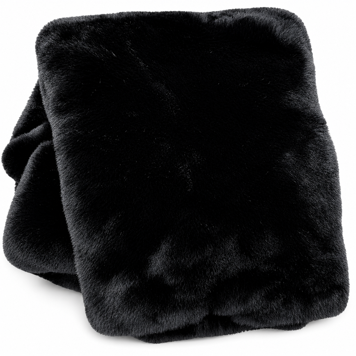 Black Chinchilla Faux Fur Throw Blanket, Ultra-Soft Plush