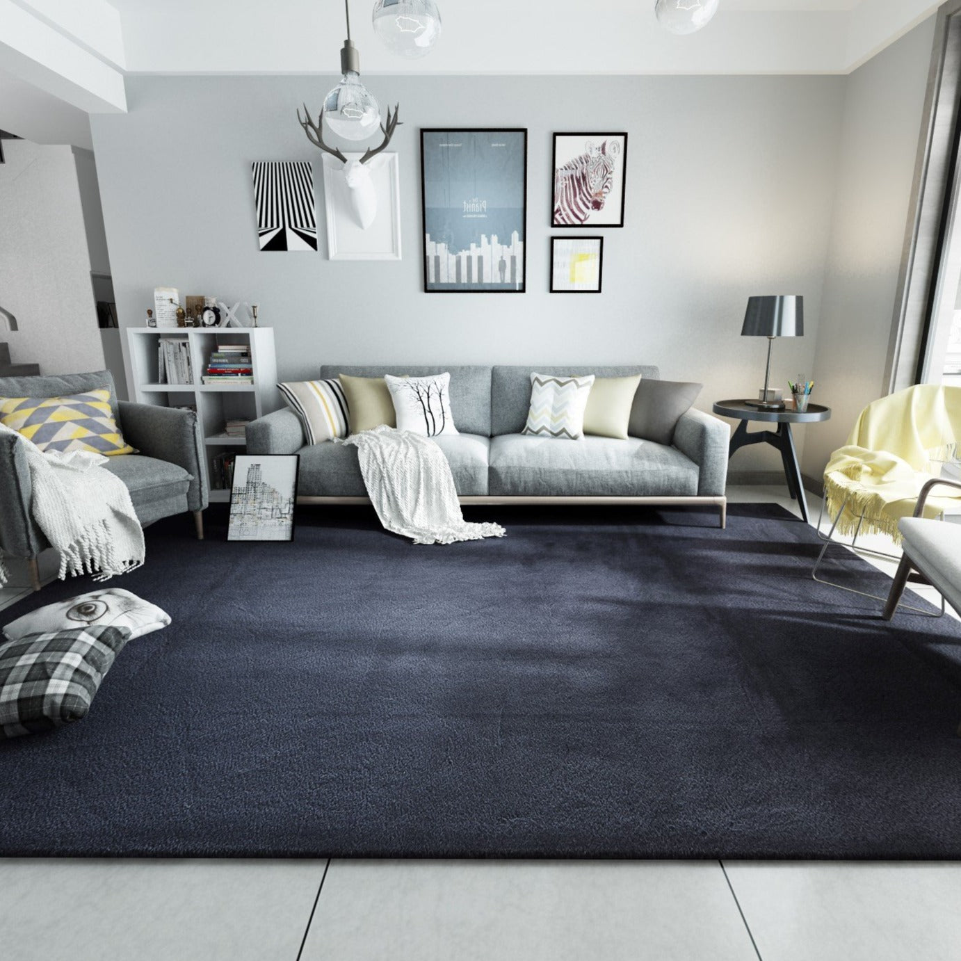 Soft Touch Faux Rabbit, Chinchilla Feel Solid Colors Area Rugs